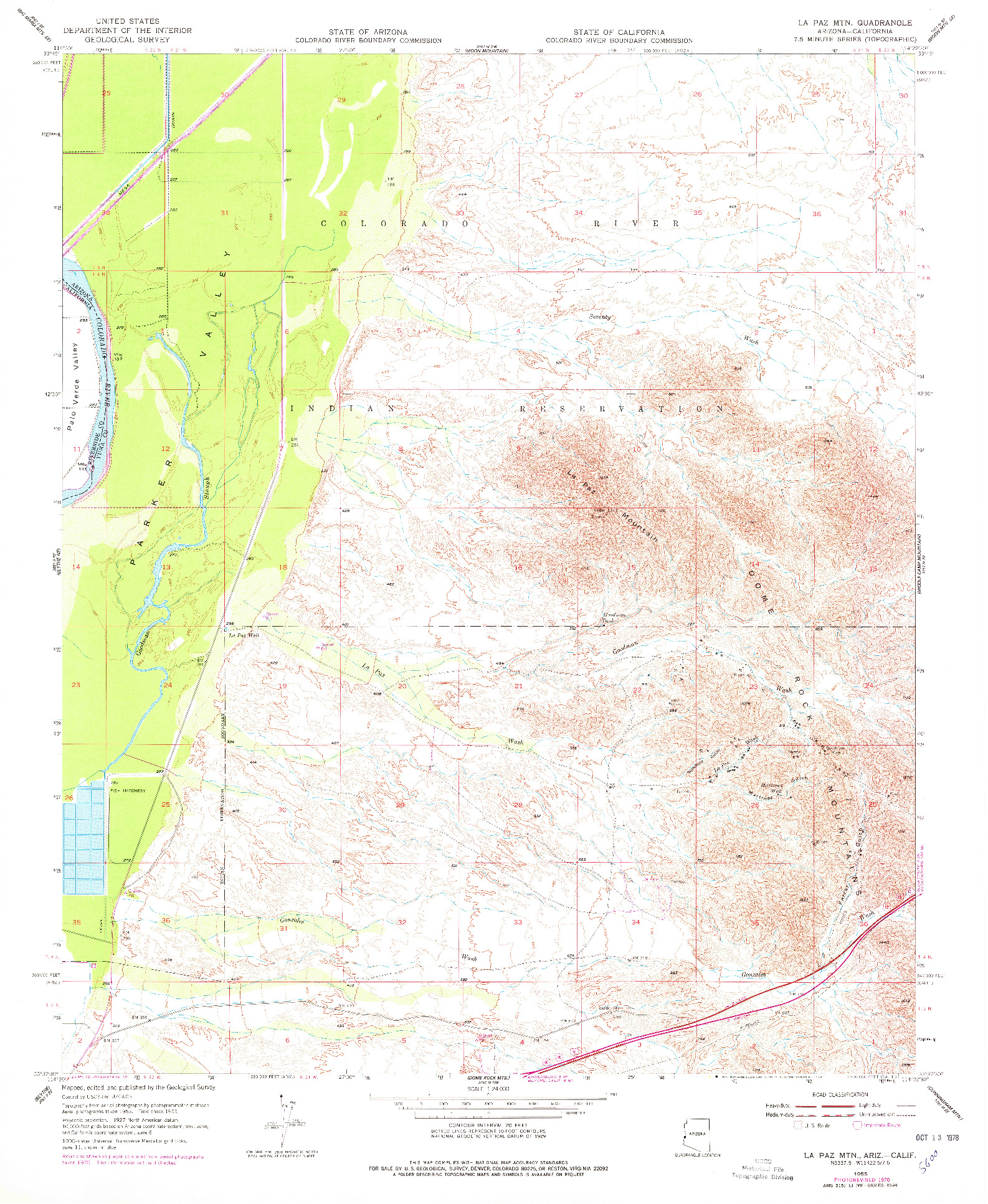 USGS 1:24000-SCALE QUADRANGLE FOR LA PAZ MTN, AZ 1955