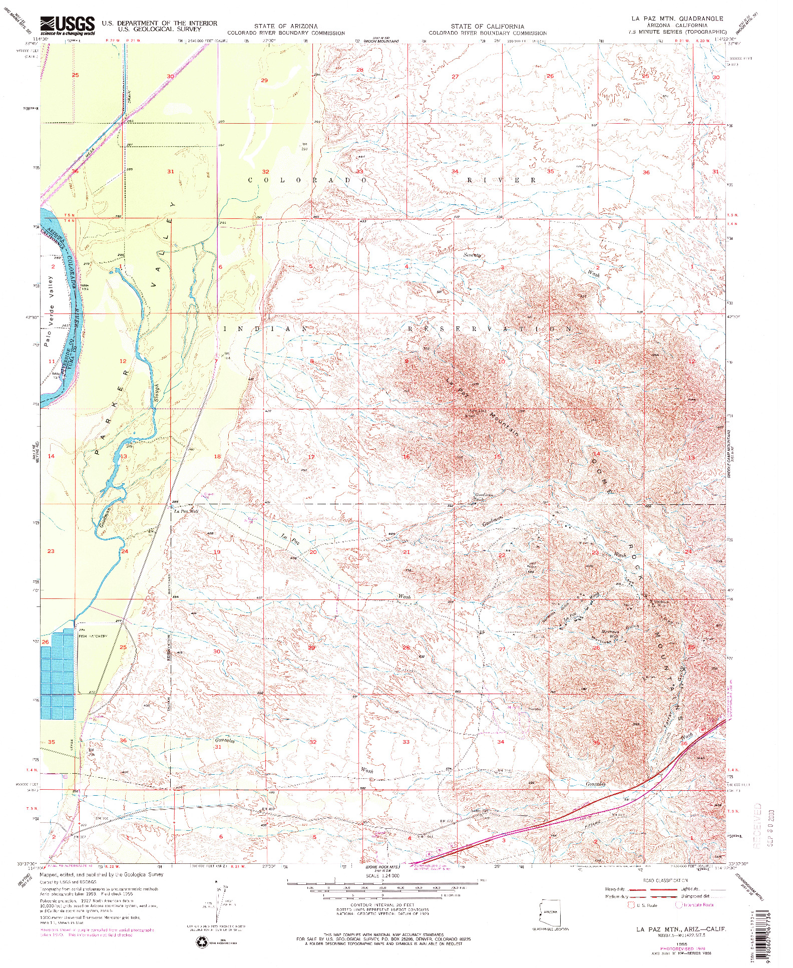 USGS 1:24000-SCALE QUADRANGLE FOR LA PAZ MTN, AZ 1959