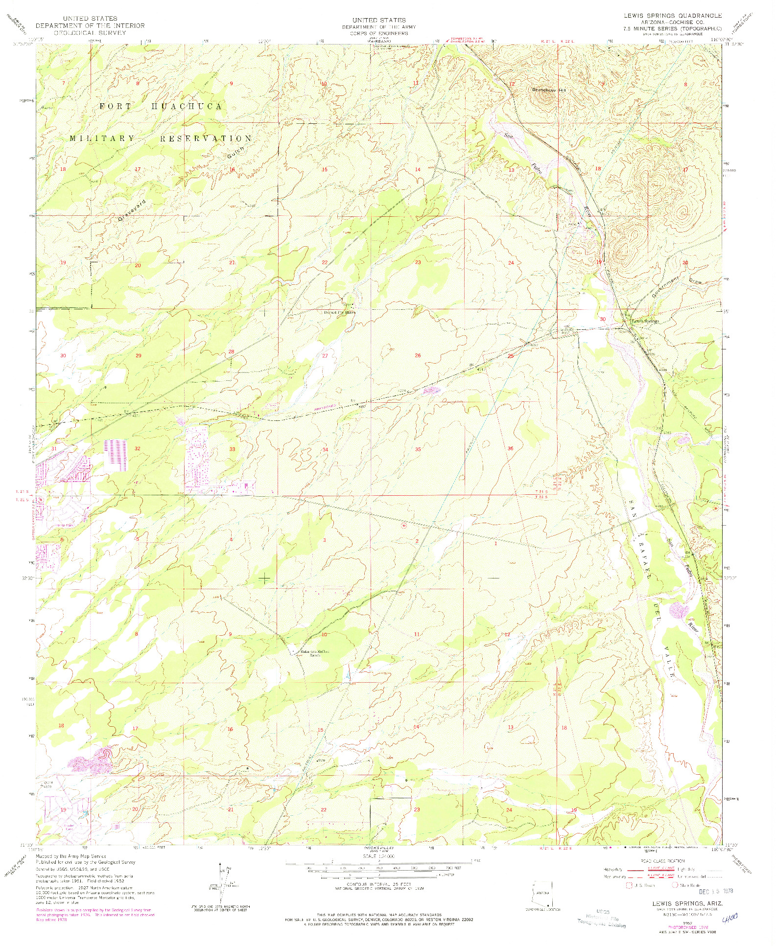 USGS 1:24000-SCALE QUADRANGLE FOR LEWIS SPRINGS, AZ 1952