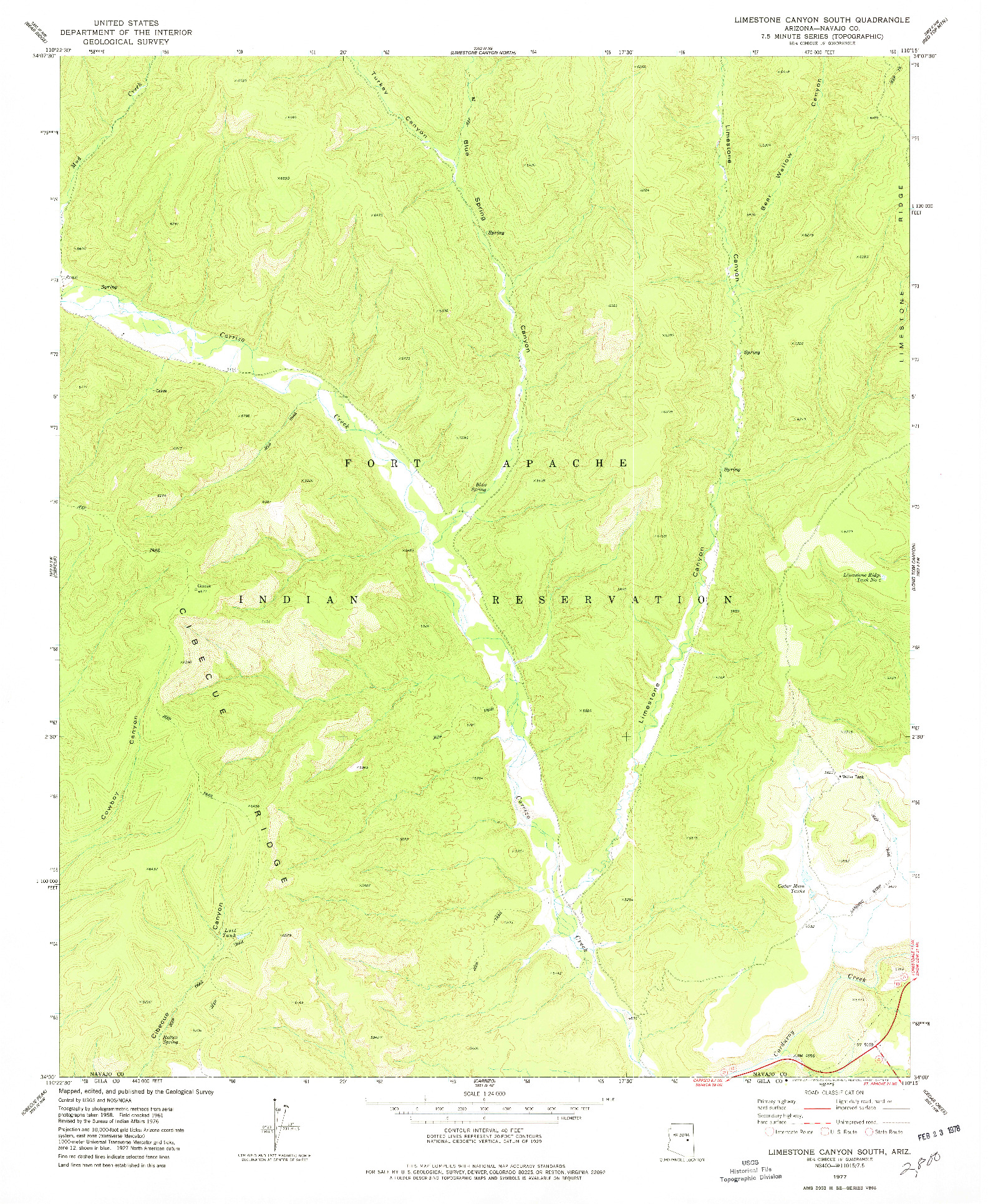 USGS 1:24000-SCALE QUADRANGLE FOR LIMESTONE CANYON SOUTH, AZ 1977