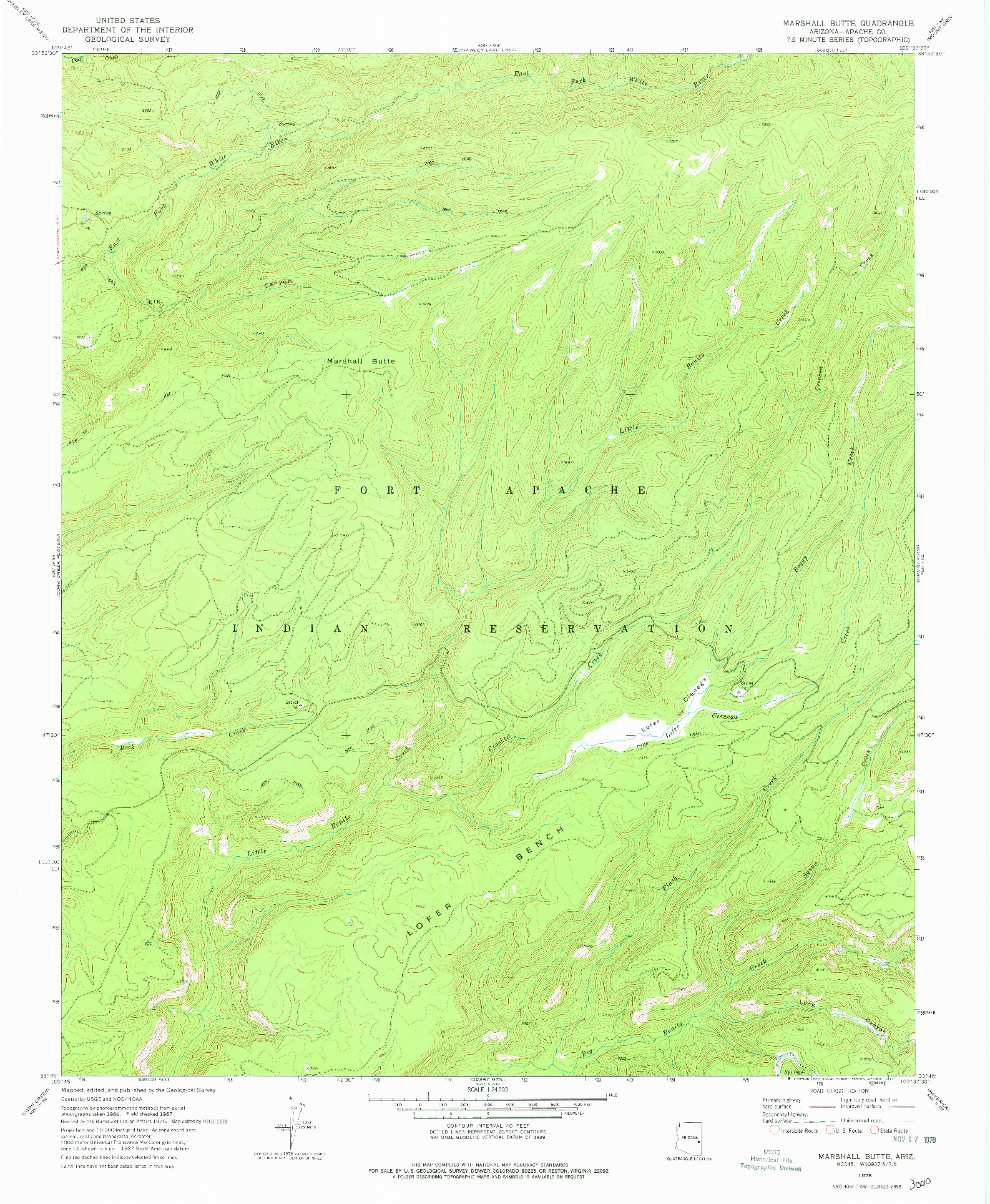 USGS 1:24000-SCALE QUADRANGLE FOR MARSHALL BUTTE, AZ 1978