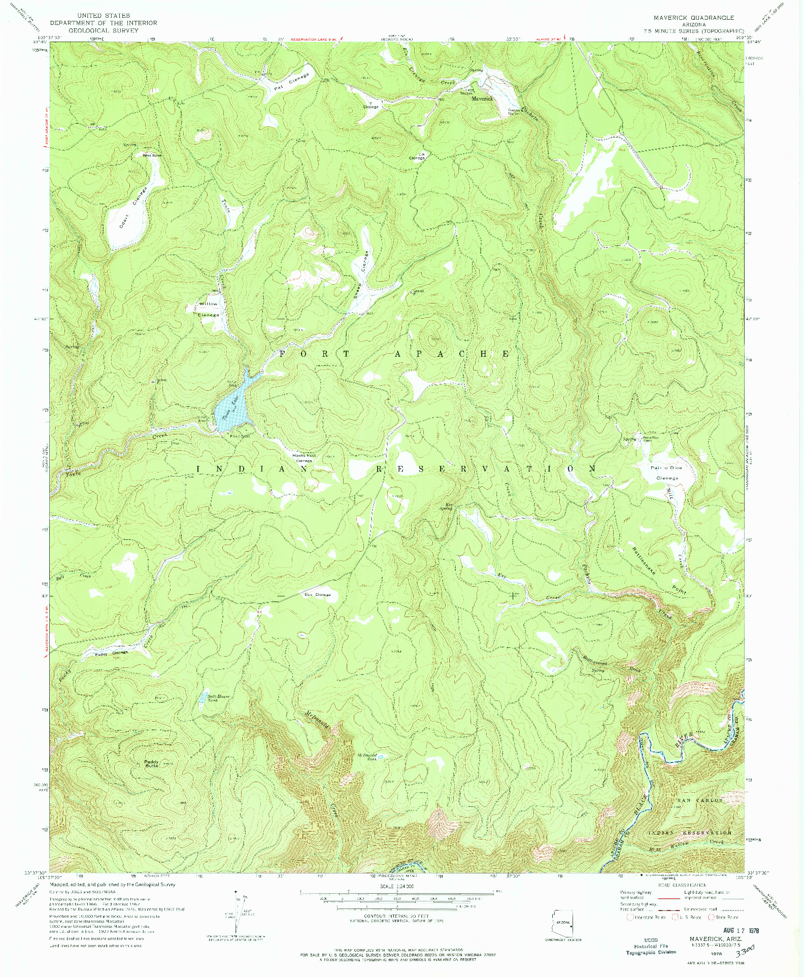 USGS 1:24000-SCALE QUADRANGLE FOR MAVERICK, AZ 1978