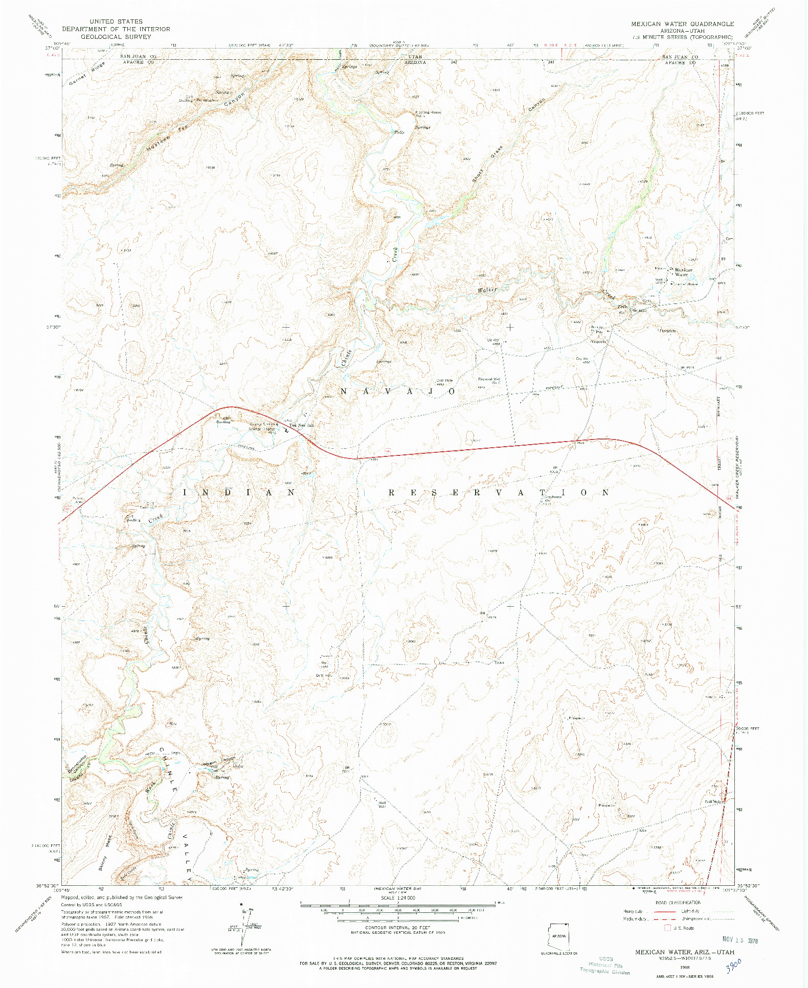 USGS 1:24000-SCALE QUADRANGLE FOR MEXICAN WATER, AZ 1968