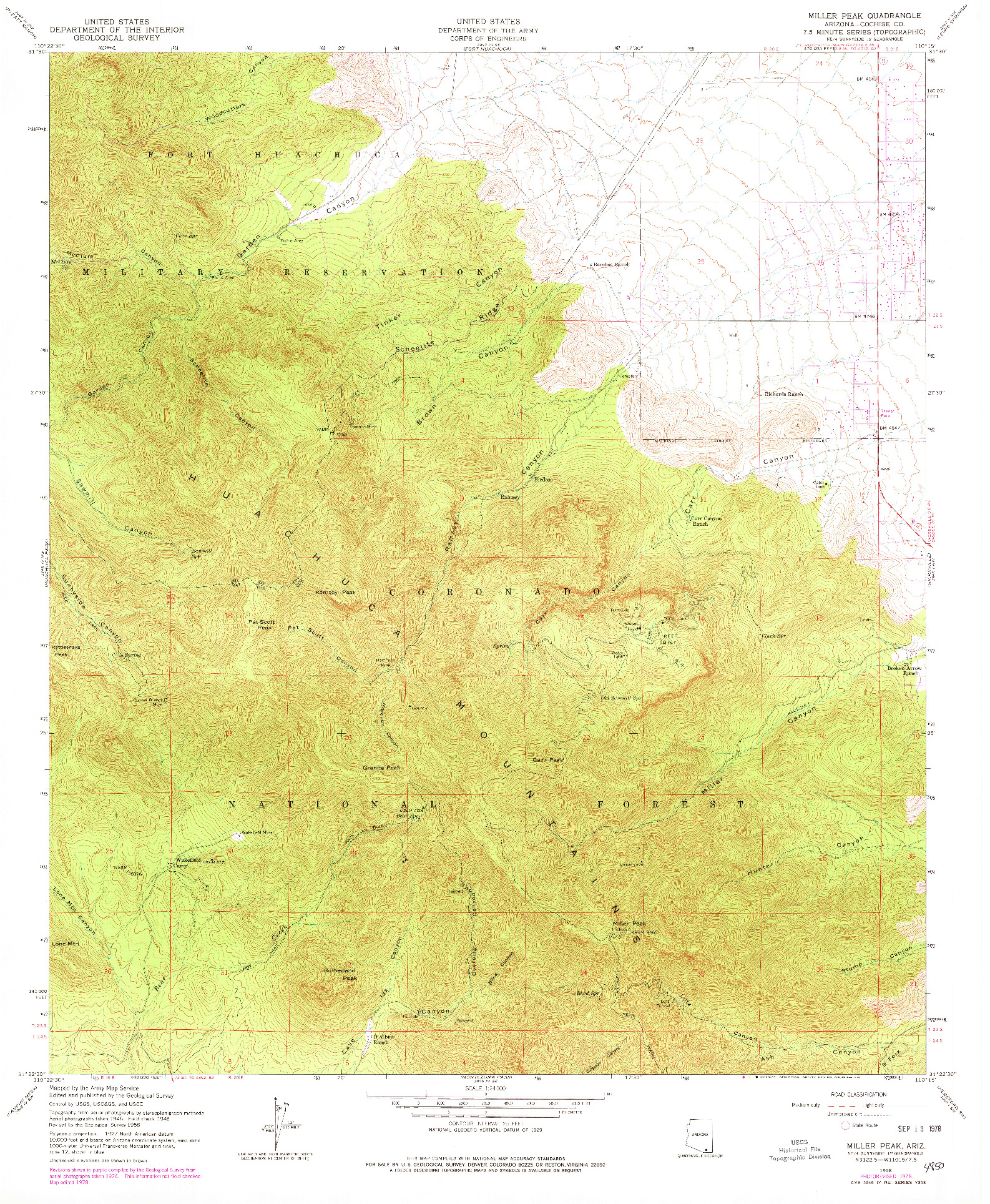 USGS 1:24000-SCALE QUADRANGLE FOR MILLER PEAK, AZ 1958