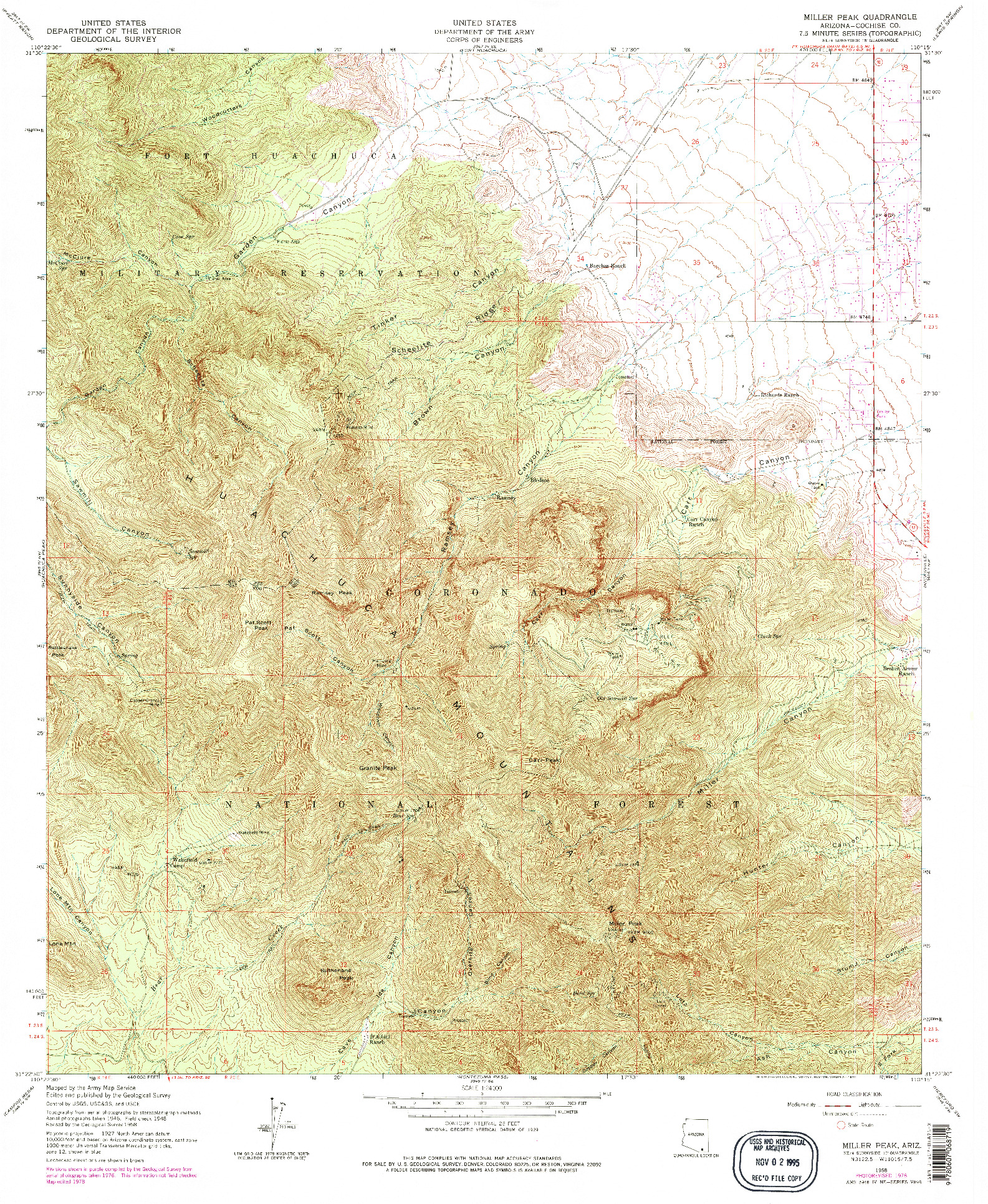 USGS 1:24000-SCALE QUADRANGLE FOR MILLER PEAK, AZ 1958