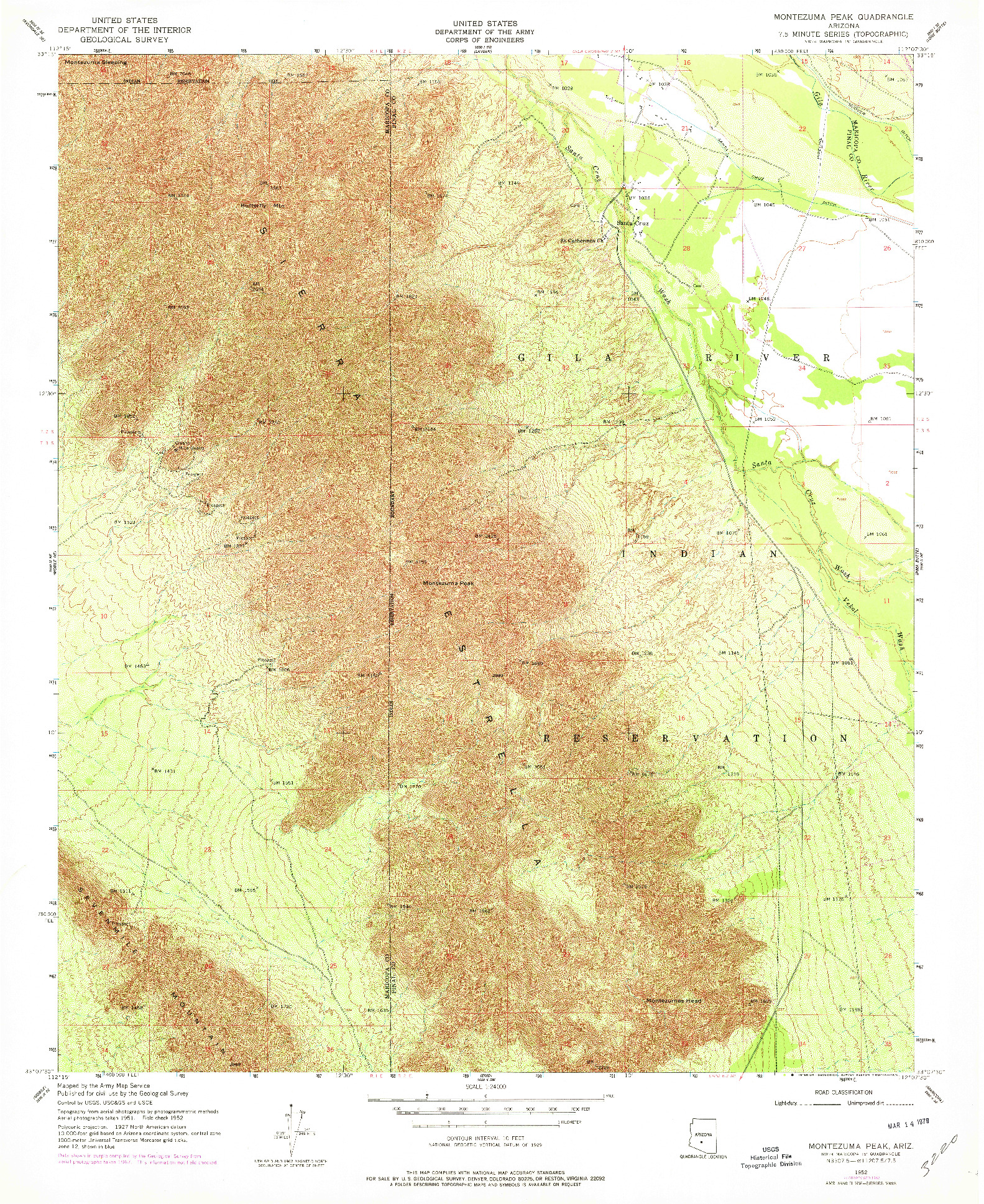 USGS 1:24000-SCALE QUADRANGLE FOR MONTEZUMA PEAK, AZ 1952