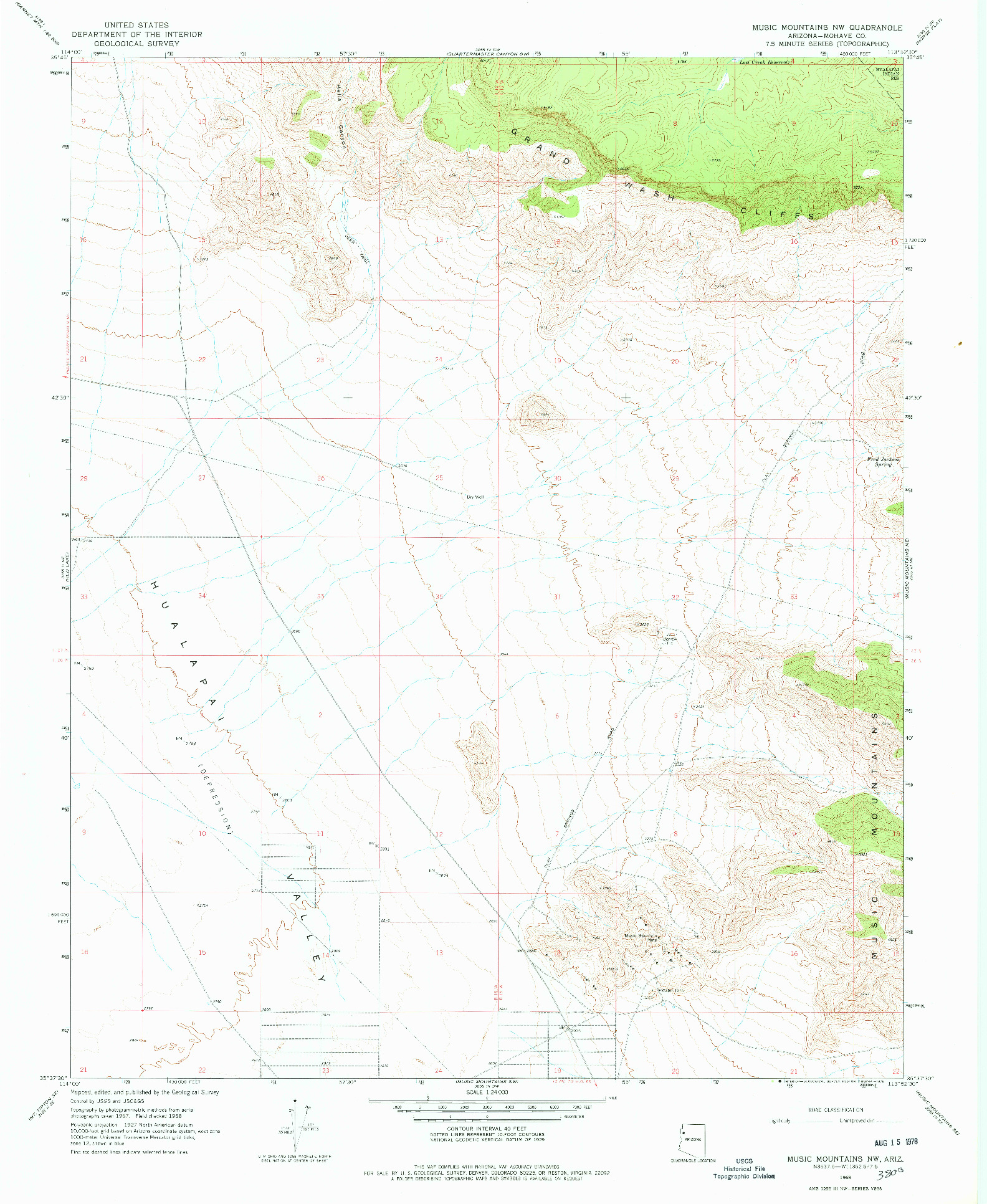 USGS 1:24000-SCALE QUADRANGLE FOR MUSIC MOUNTAINS NW, AZ 1968