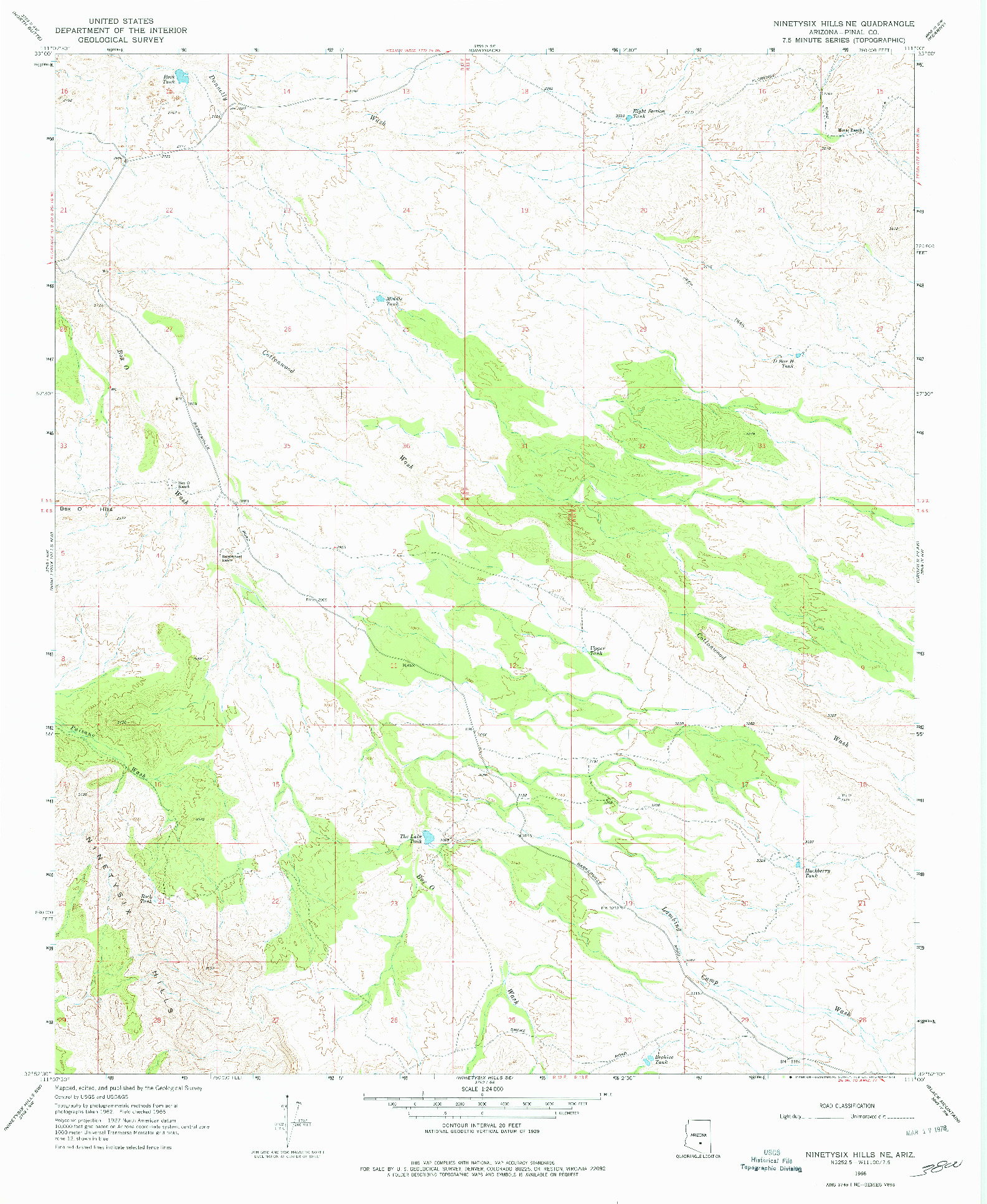 USGS 1:24000-SCALE QUADRANGLE FOR NINETYSIX HILLS NE, AZ 1966