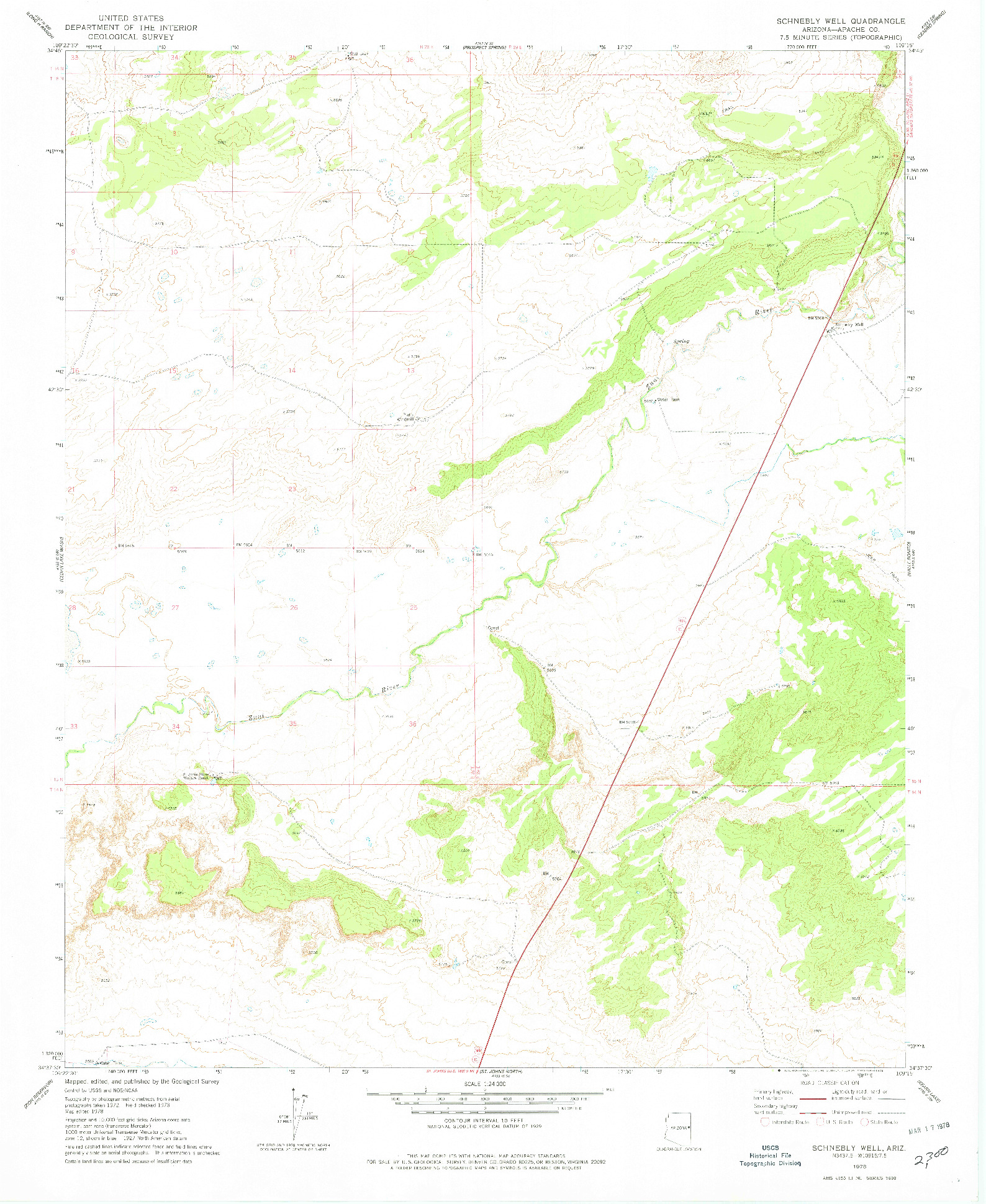 USGS 1:24000-SCALE QUADRANGLE FOR SCHNEBLY WELL, AZ 1978