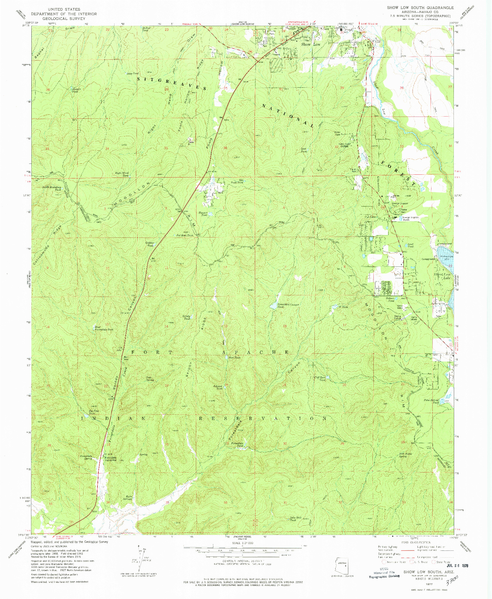 USGS 1:24000-SCALE QUADRANGLE FOR SHOW LOW SOUTH, AZ 1977