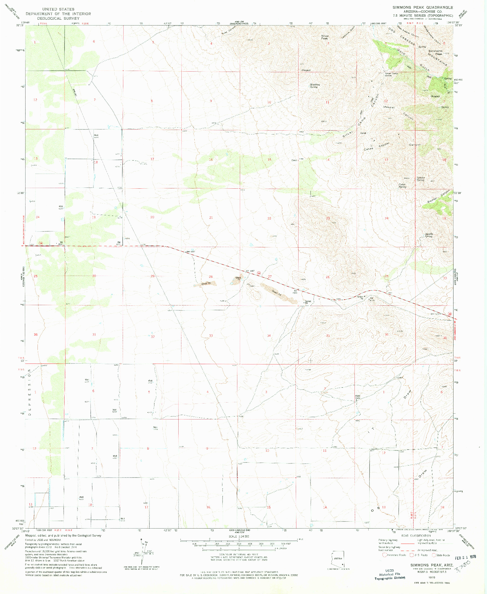 USGS 1:24000-SCALE QUADRANGLE FOR SIMMONS PEAK, AZ 1978