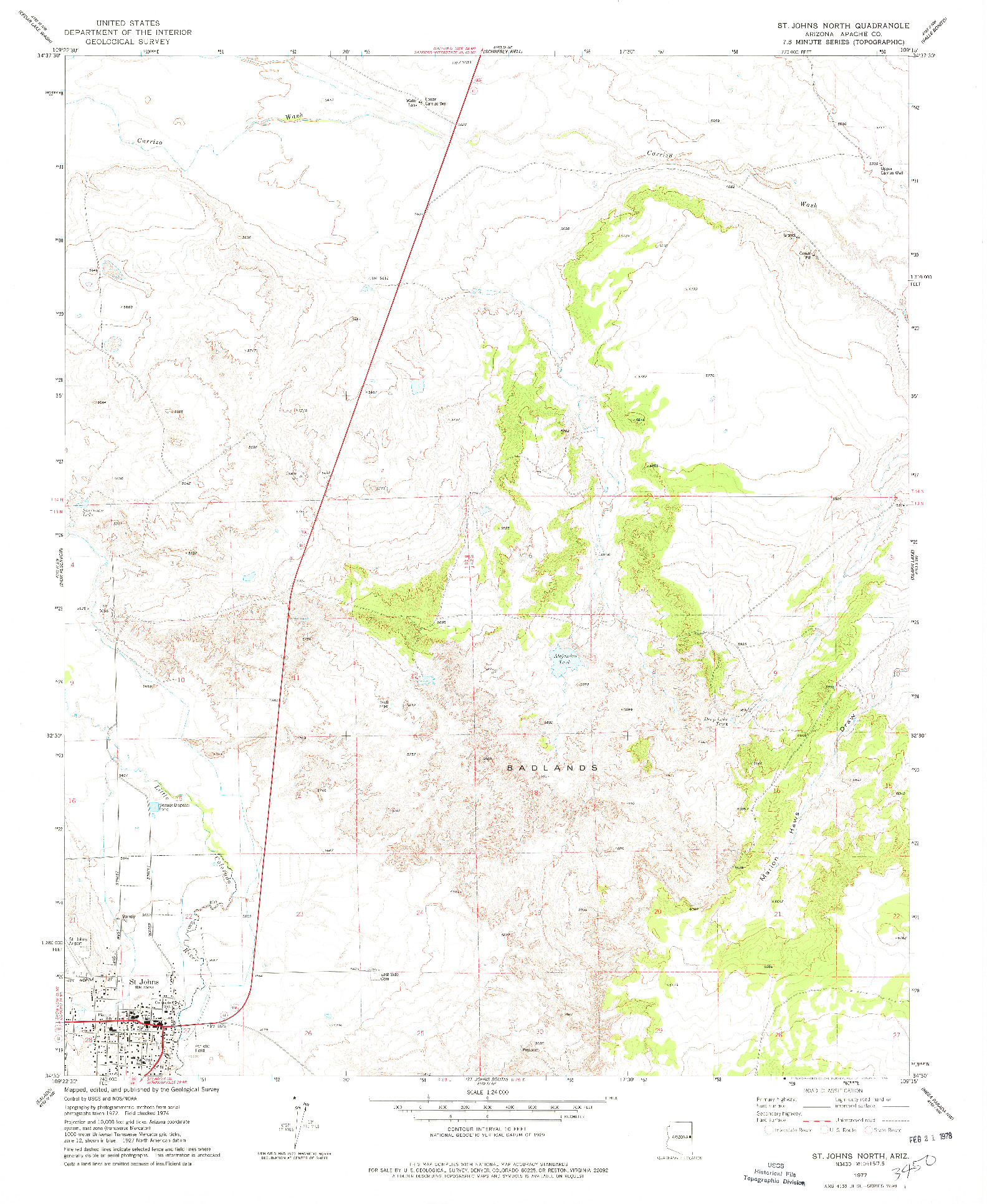 USGS 1:24000-SCALE QUADRANGLE FOR ST. JOHNS NORTH, AZ 1977