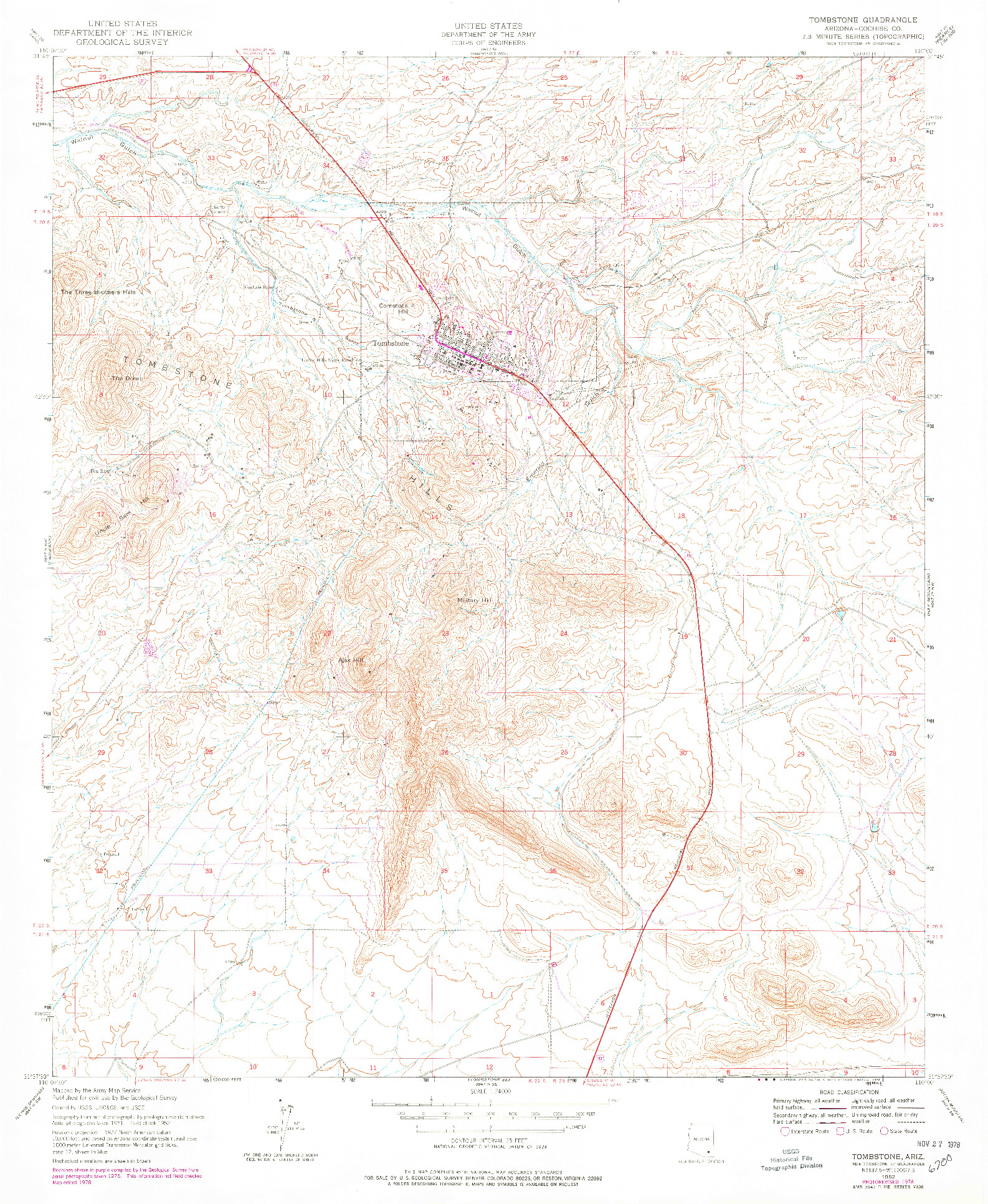 USGS 1:24000-SCALE QUADRANGLE FOR TOMBSTONE, AZ 1952