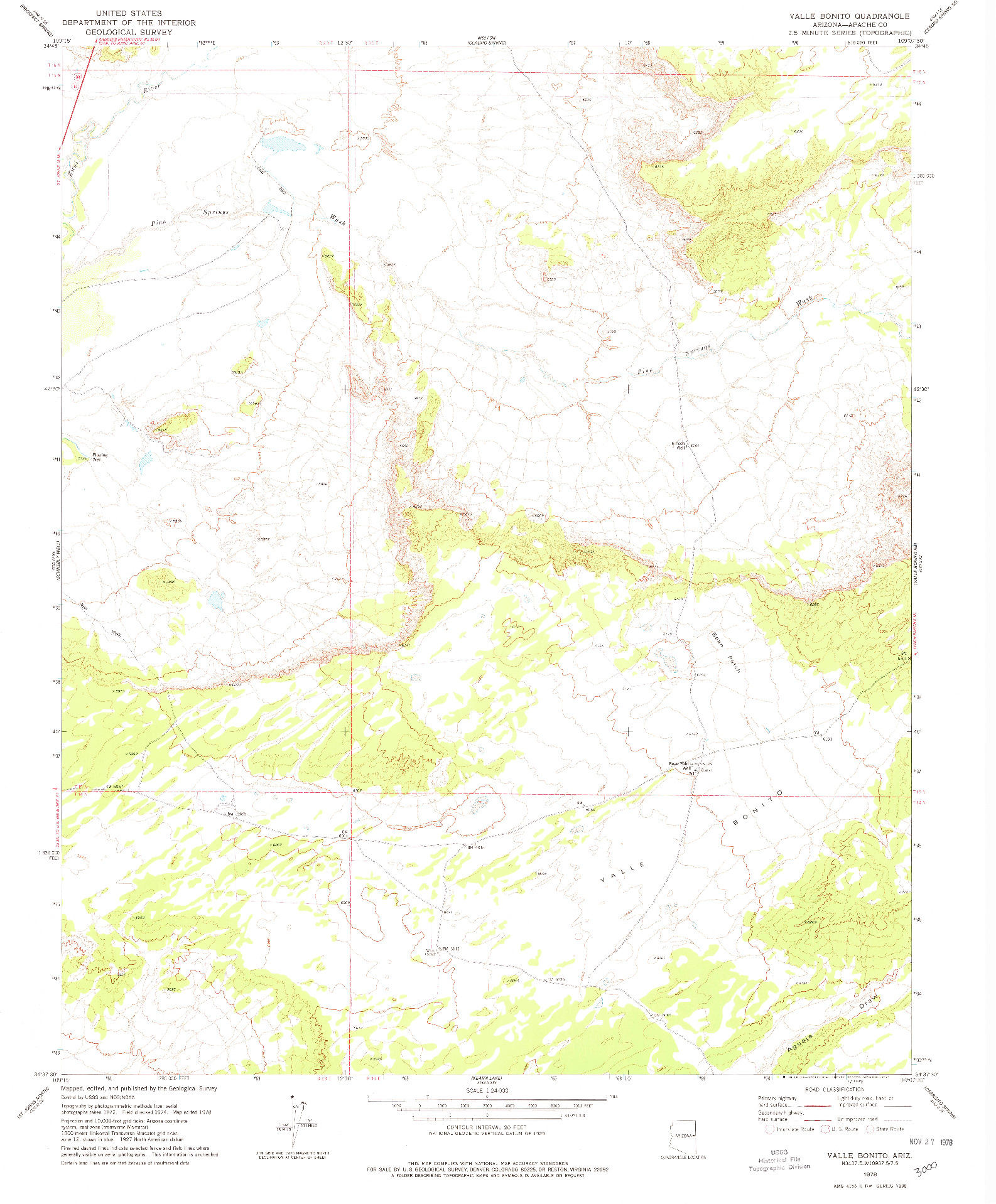 USGS 1:24000-SCALE QUADRANGLE FOR VALLE BONITO, AZ 1978