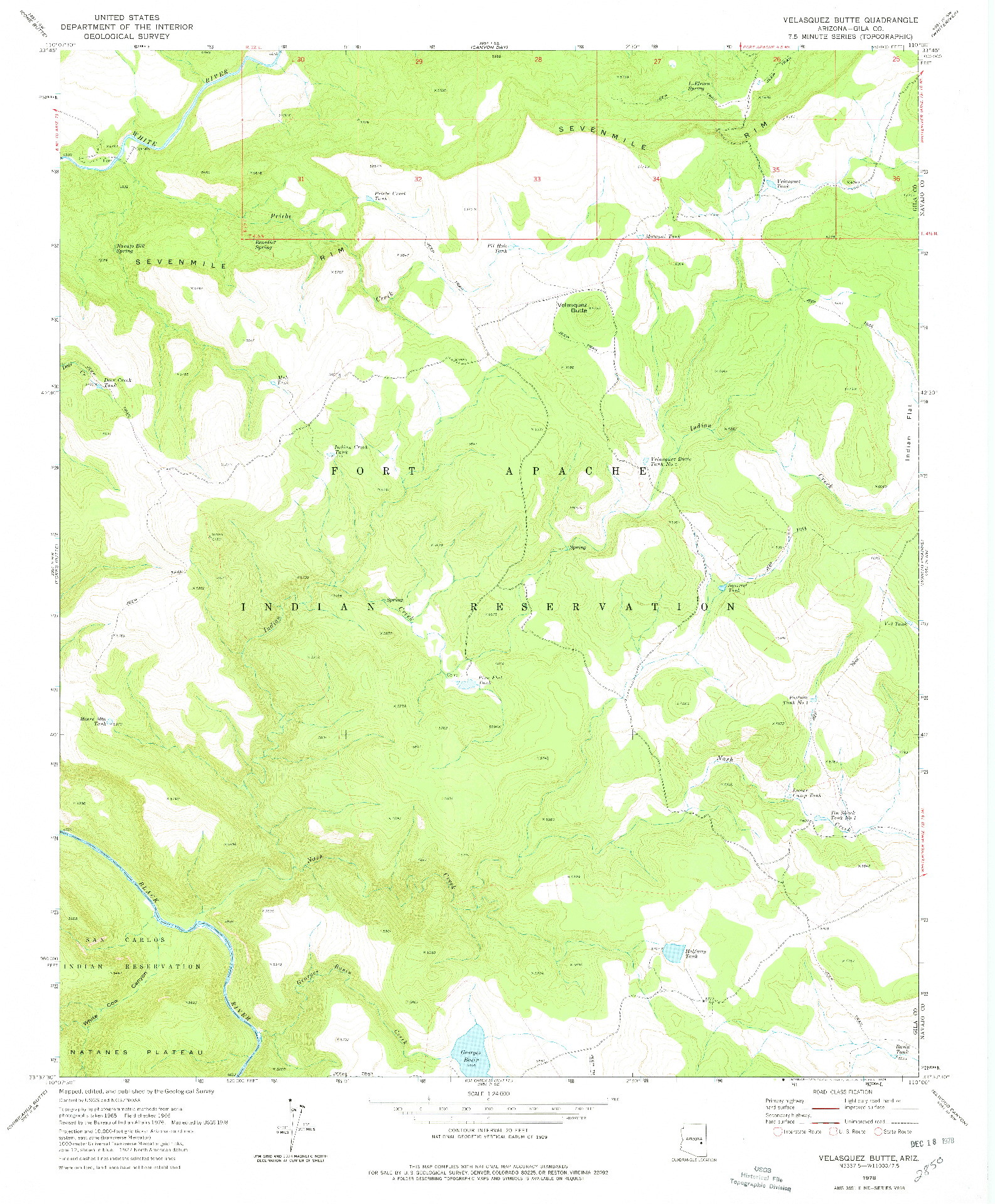 USGS 1:24000-SCALE QUADRANGLE FOR VELASQUEZ BUTTE, AZ 1978