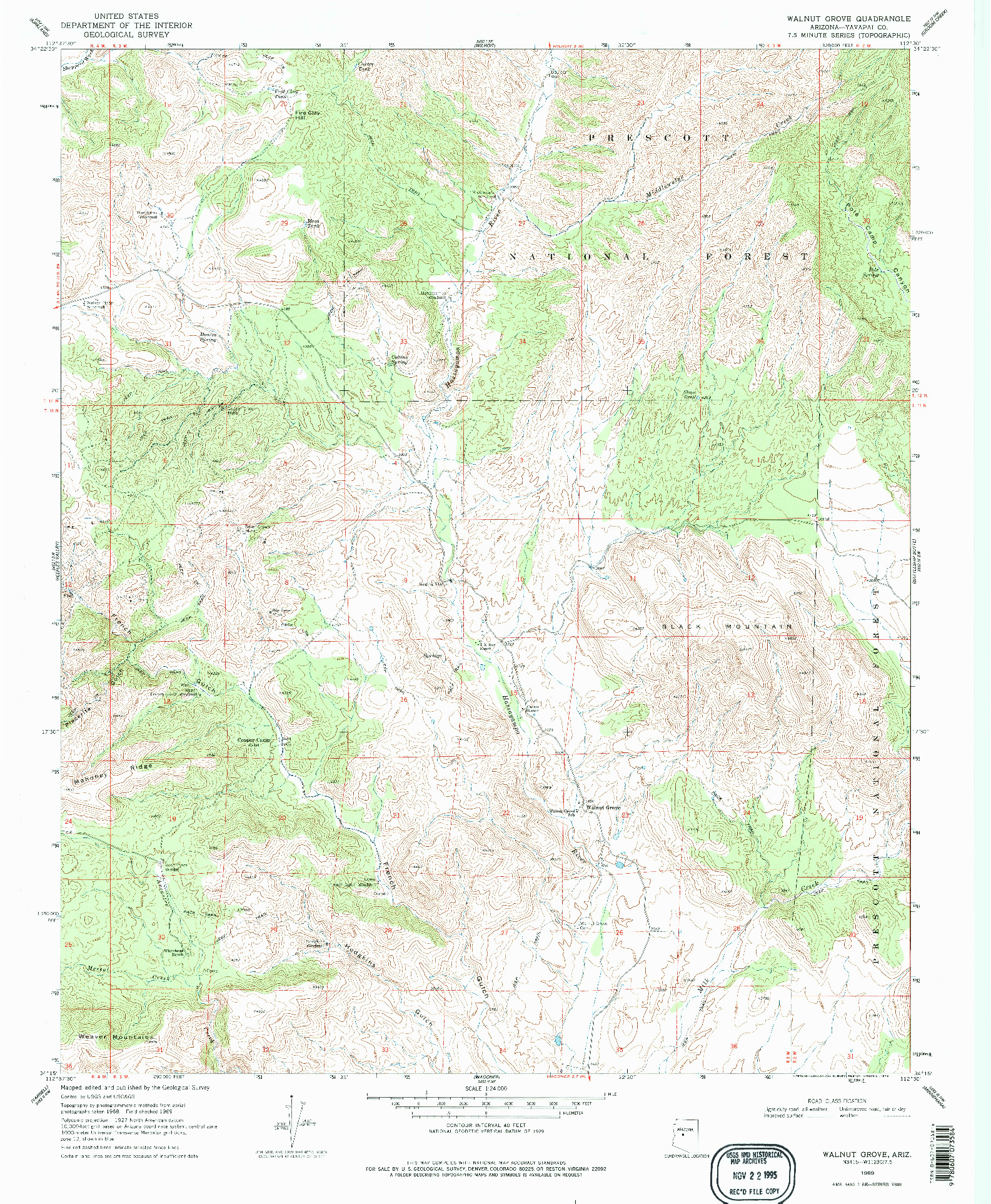 USGS 1:24000-SCALE QUADRANGLE FOR WALNUT GROVE, AZ 1969