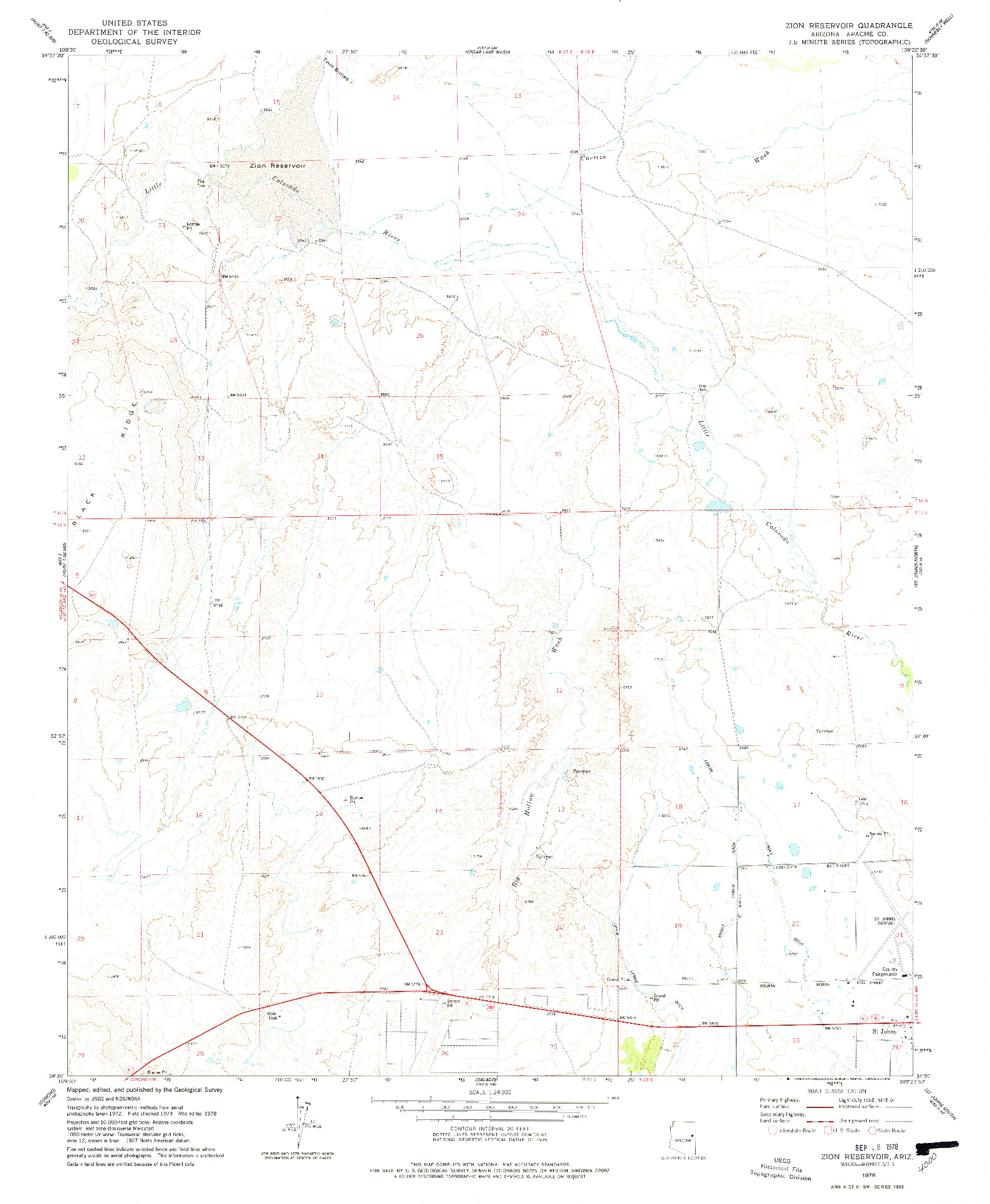 USGS 1:24000-SCALE QUADRANGLE FOR ZION RESERVOIR, AZ 1978