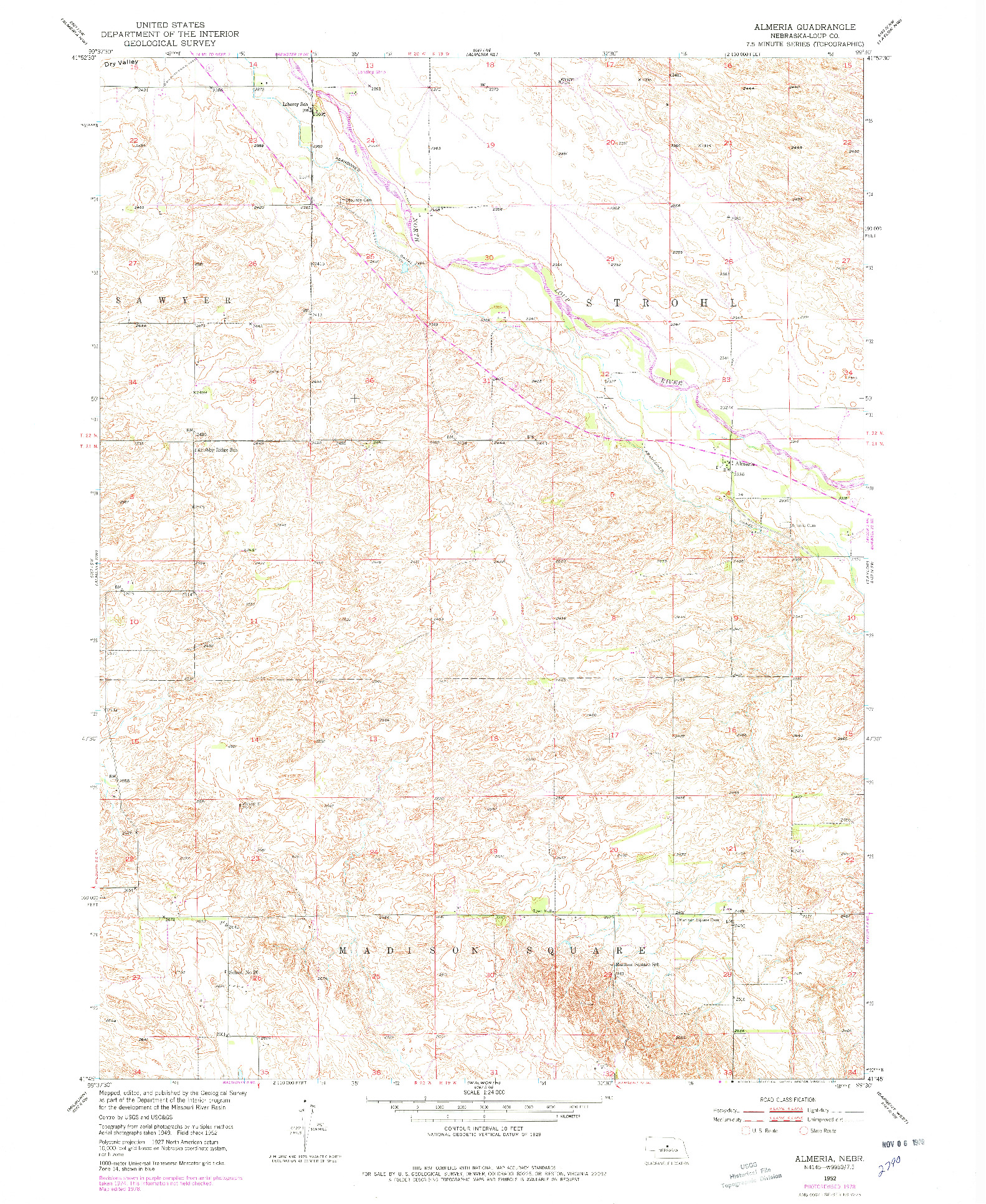 USGS 1:24000-SCALE QUADRANGLE FOR ALMERIA, NE 1952