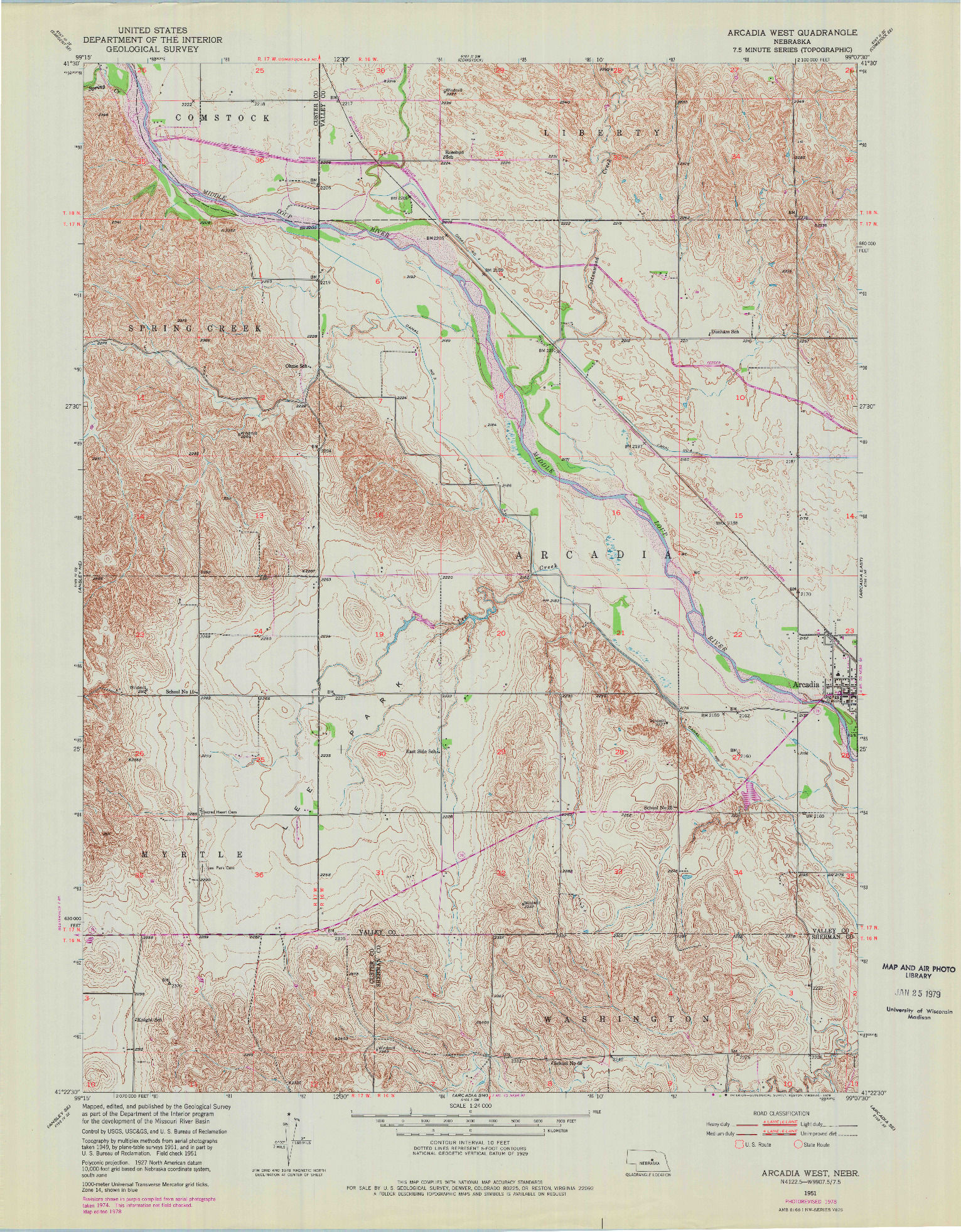USGS 1:24000-SCALE QUADRANGLE FOR ARCADIA WEST, NE 1951