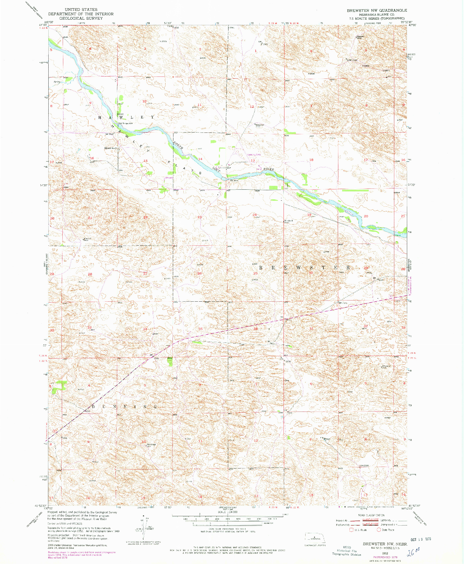 USGS 1:24000-SCALE QUADRANGLE FOR BREWSTER NW, NE 1952