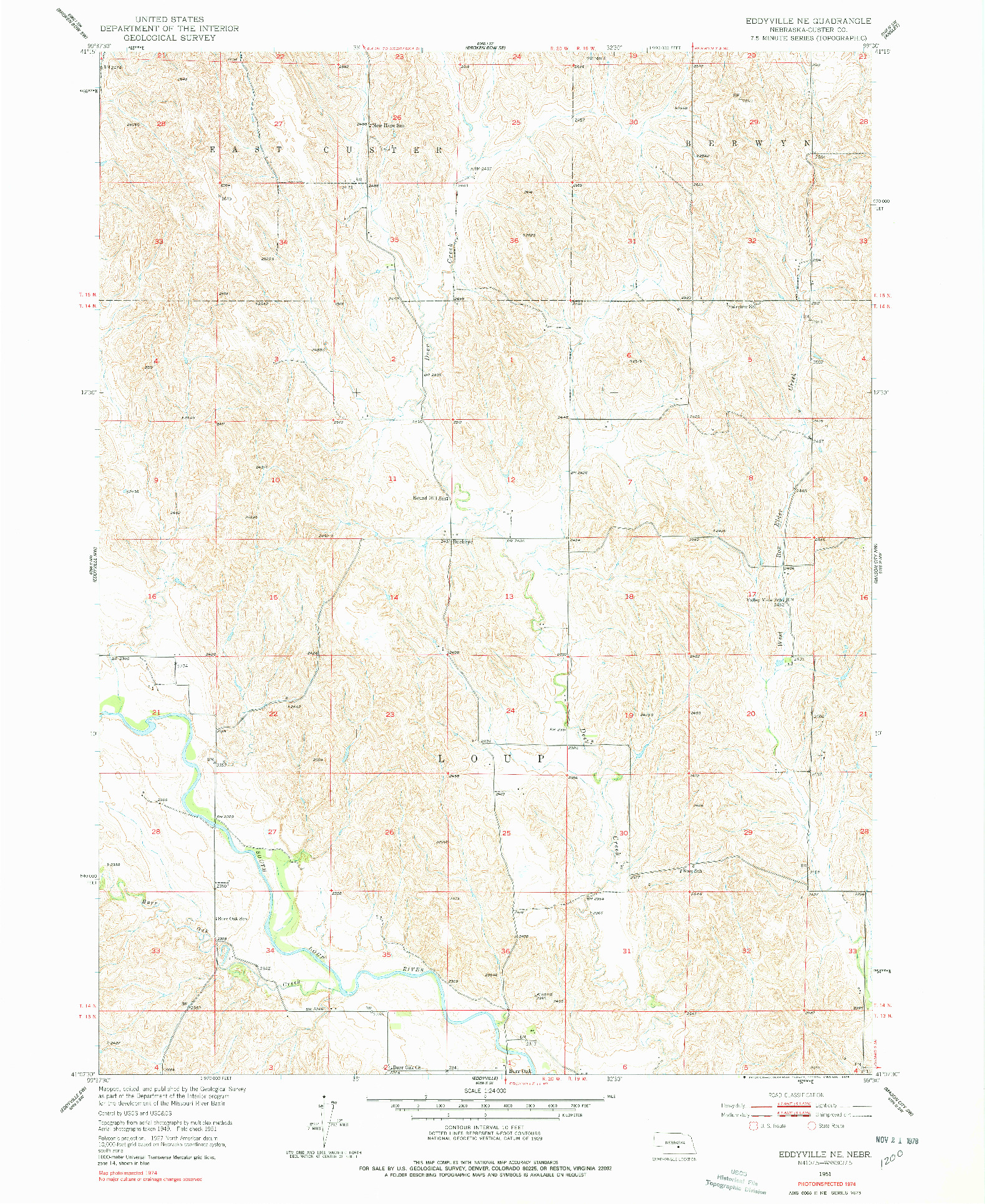 USGS 1:24000-SCALE QUADRANGLE FOR EDDYVILLE NE, NE 1951