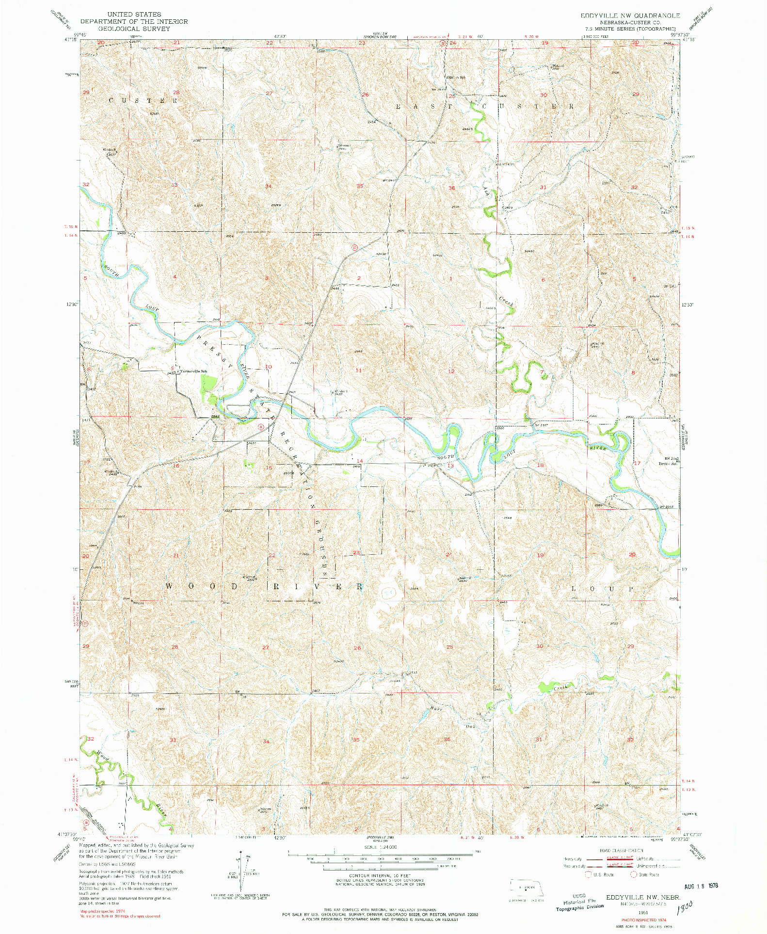 USGS 1:24000-SCALE QUADRANGLE FOR EDDYVILLE NW, NE 1951