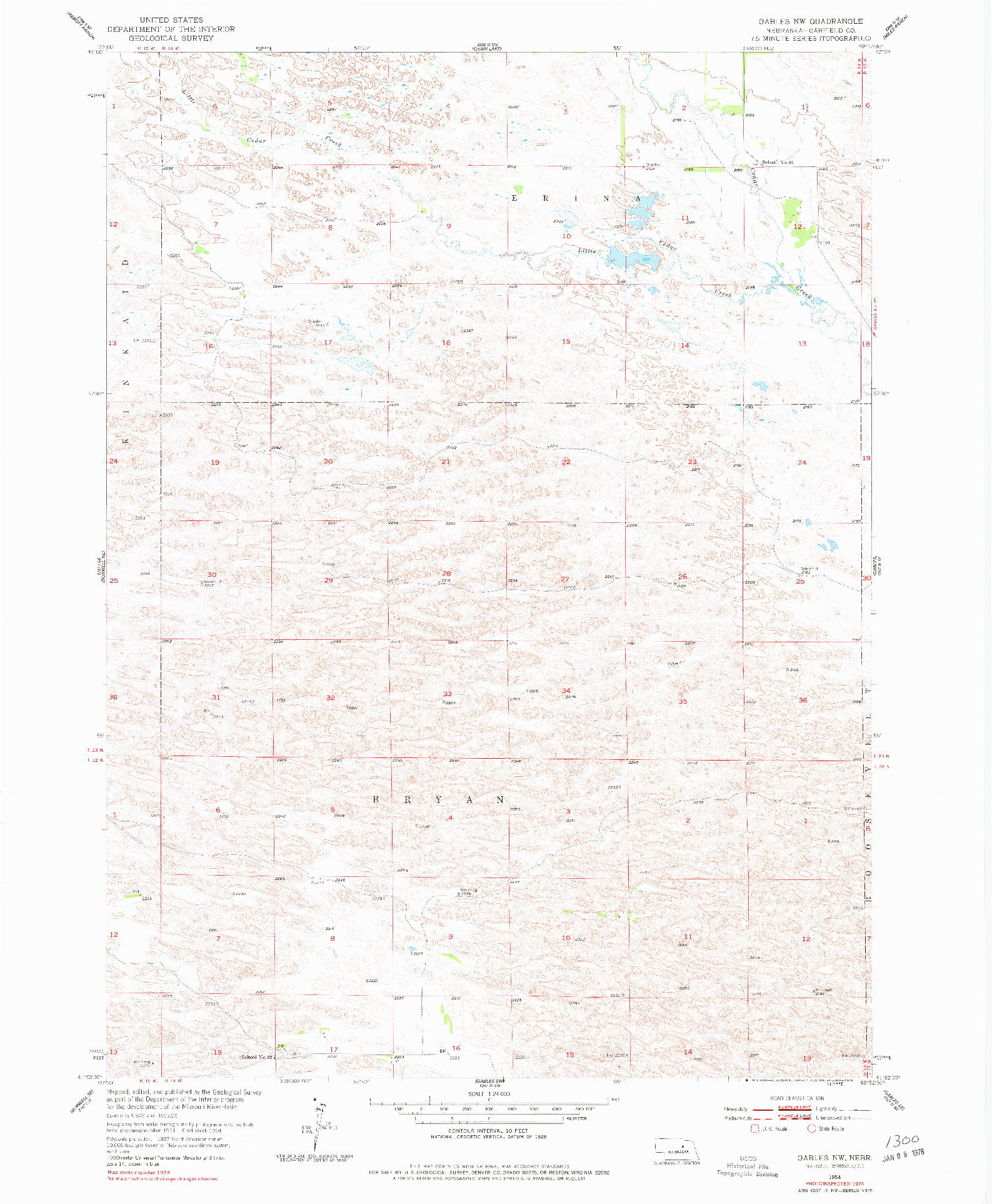 USGS 1:24000-SCALE QUADRANGLE FOR GABLES NW, NE 1954