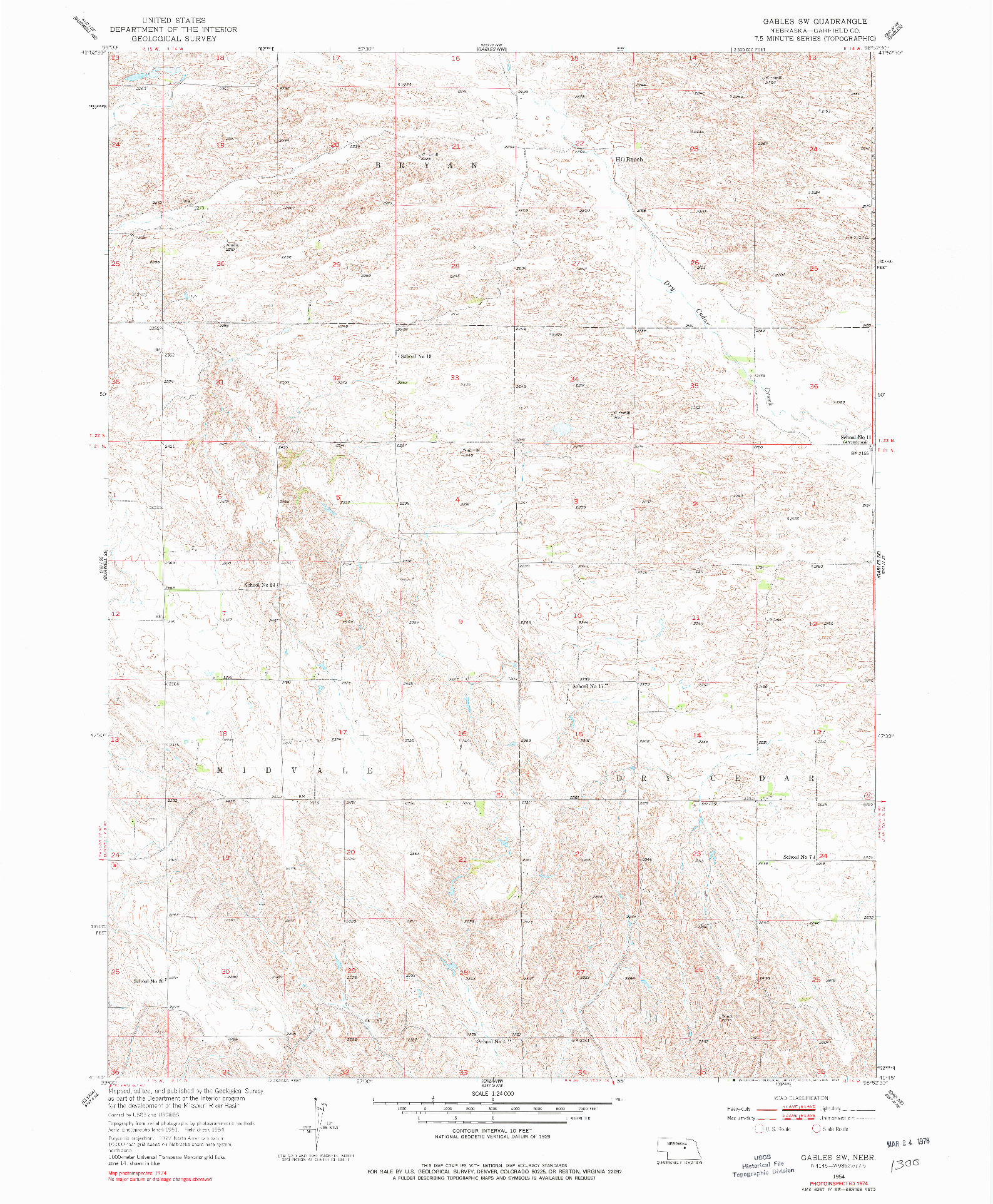 USGS 1:24000-SCALE QUADRANGLE FOR GABLES SW, NE 1954