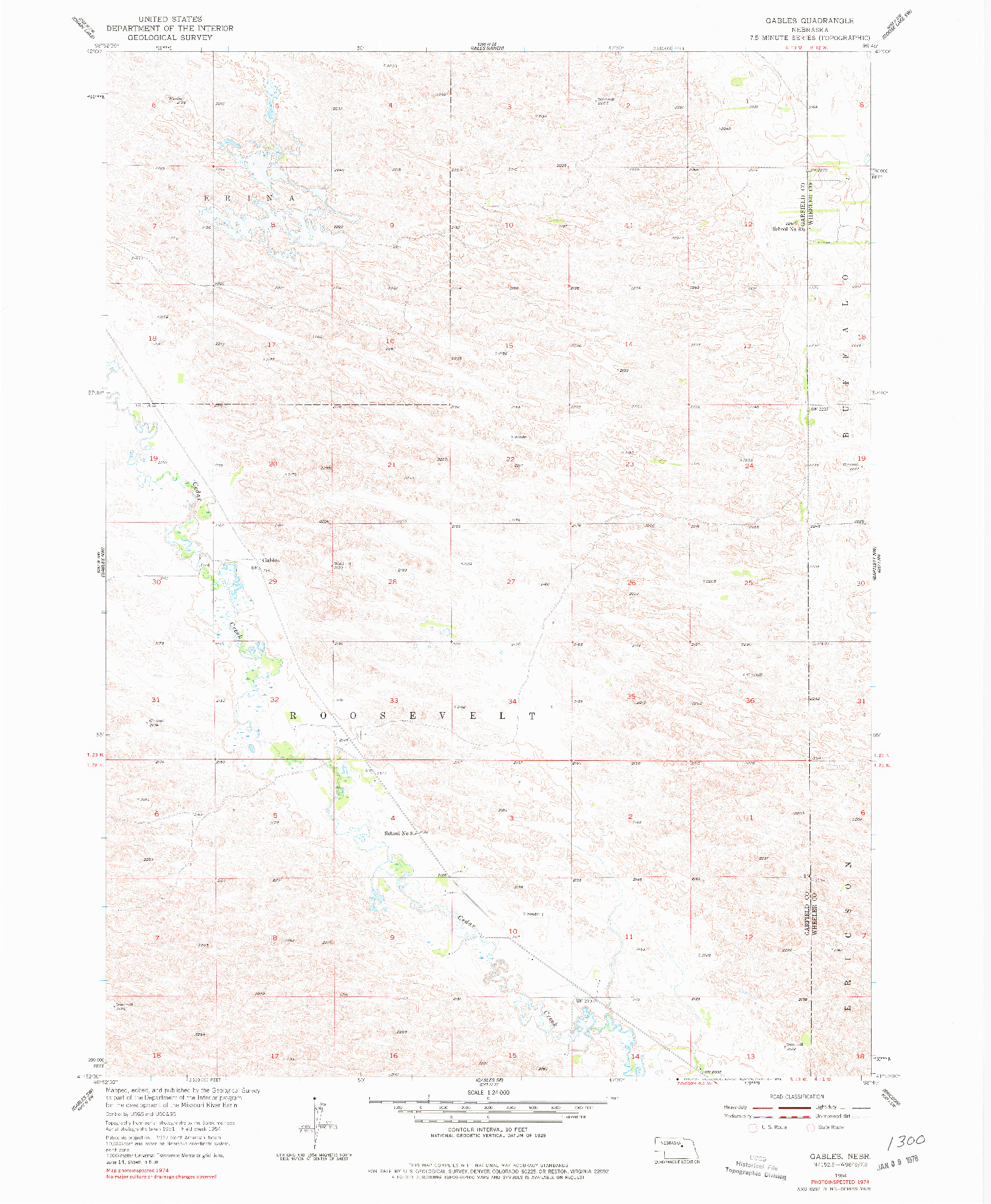 USGS 1:24000-SCALE QUADRANGLE FOR GABLES, NE 1954