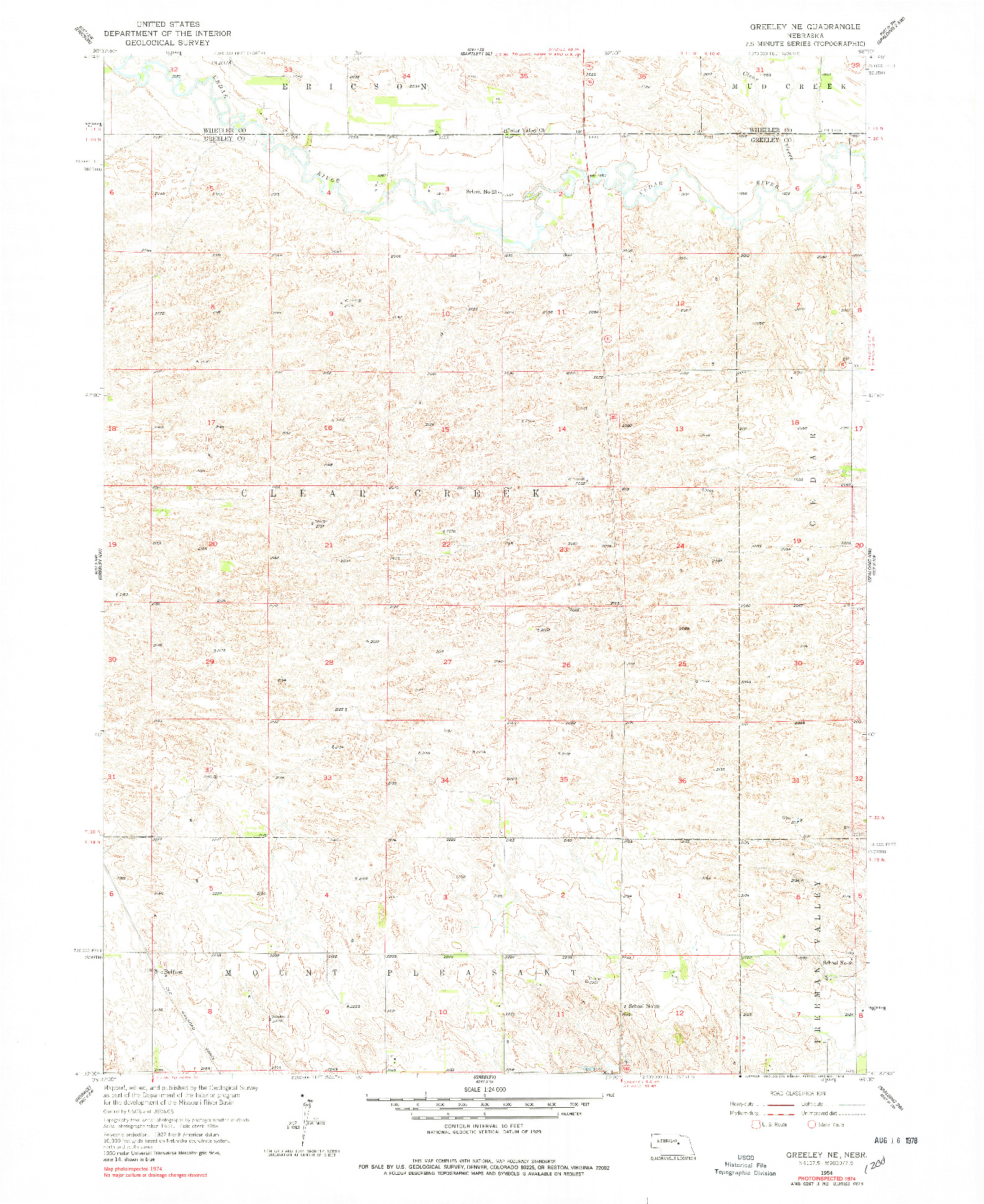USGS 1:24000-SCALE QUADRANGLE FOR GREELEY NE, NE 1954