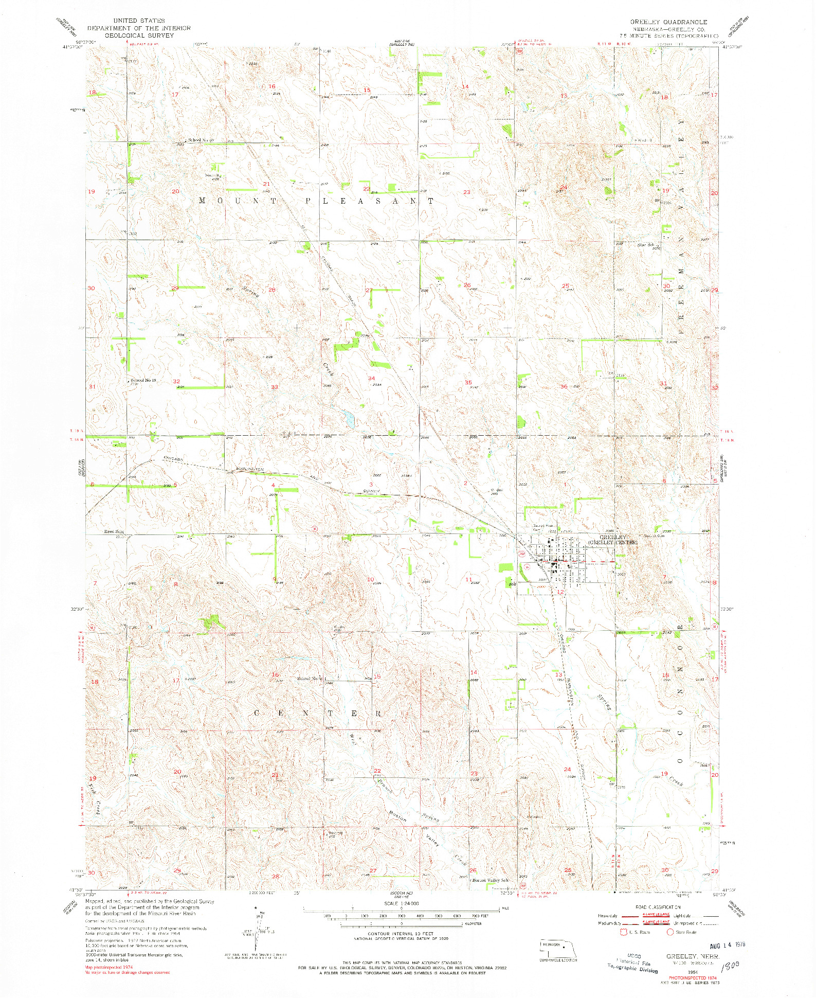 USGS 1:24000-SCALE QUADRANGLE FOR GREELEY, NE 1954