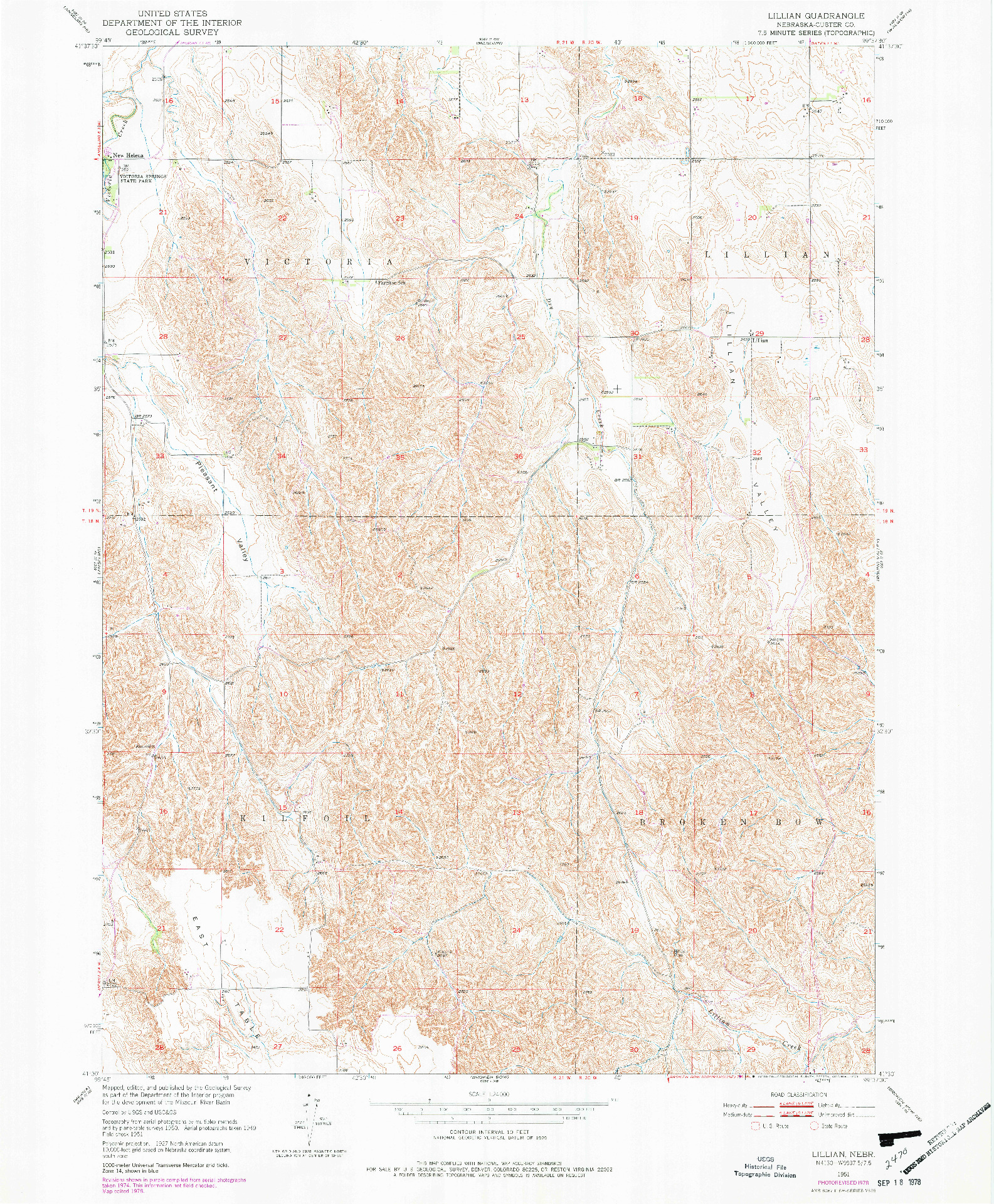 USGS 1:24000-SCALE QUADRANGLE FOR LILLIAN, NE 1951