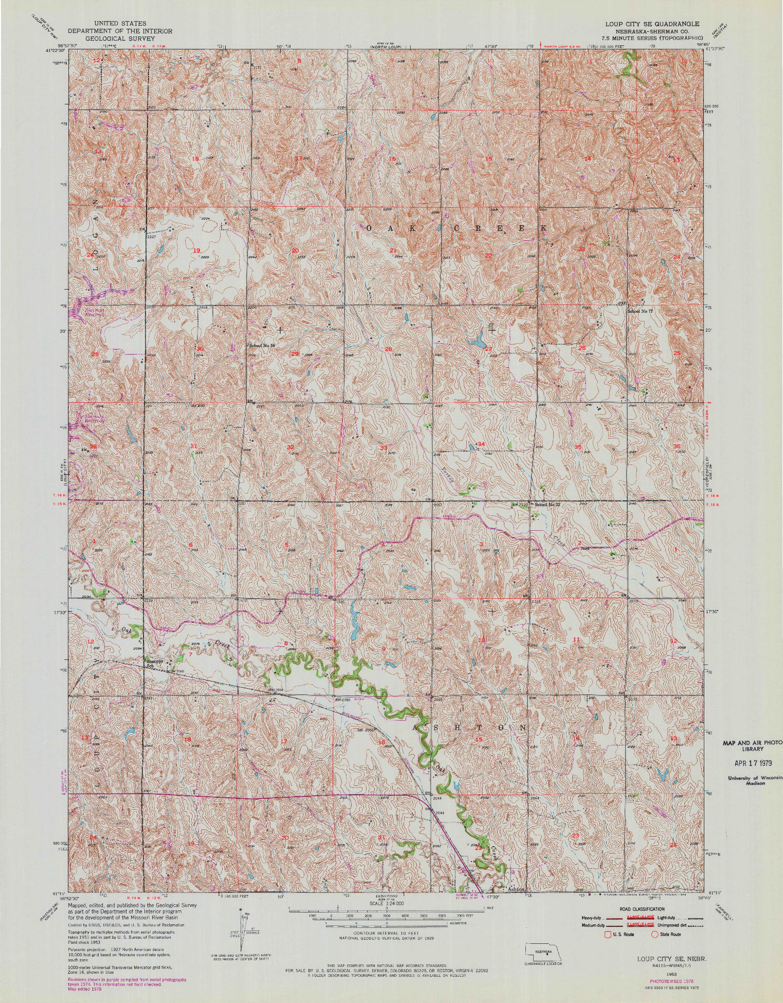 USGS 1:24000-SCALE QUADRANGLE FOR LOUP CITY SE, NE 1953