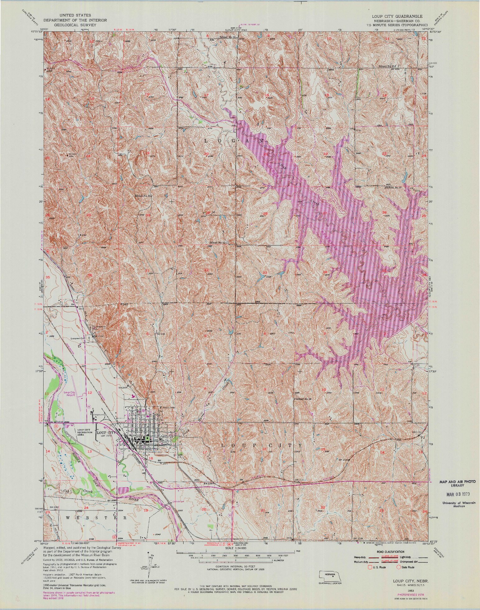 USGS 1:24000-SCALE QUADRANGLE FOR LOUP CITY, NE 1953