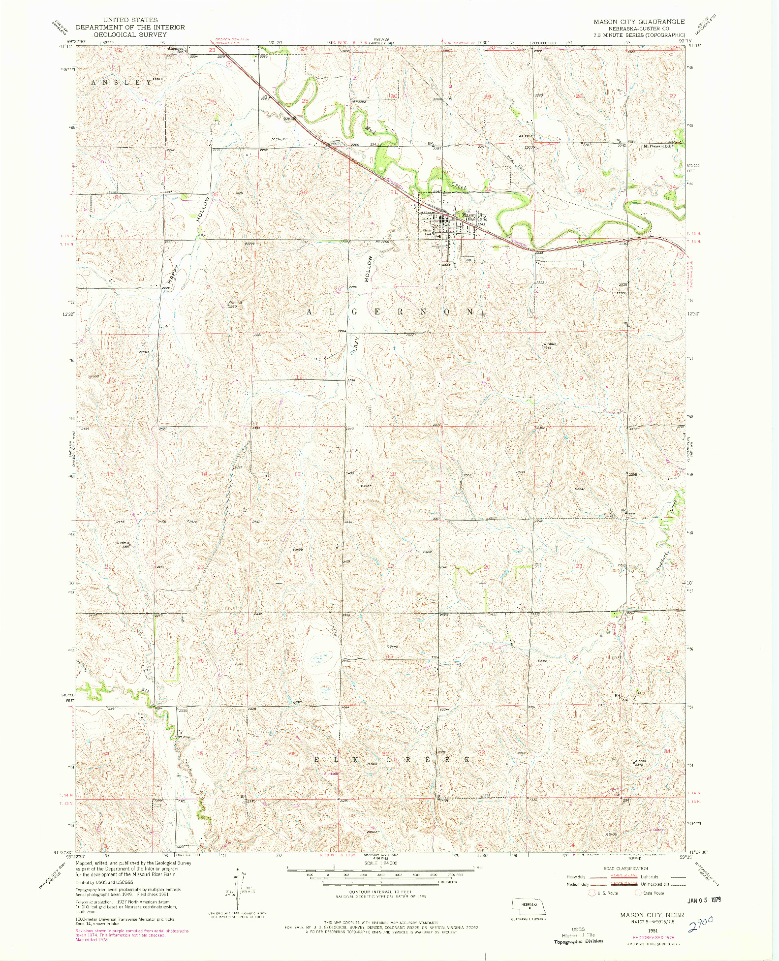 USGS 1:24000-SCALE QUADRANGLE FOR MASON CITY, NE 1951