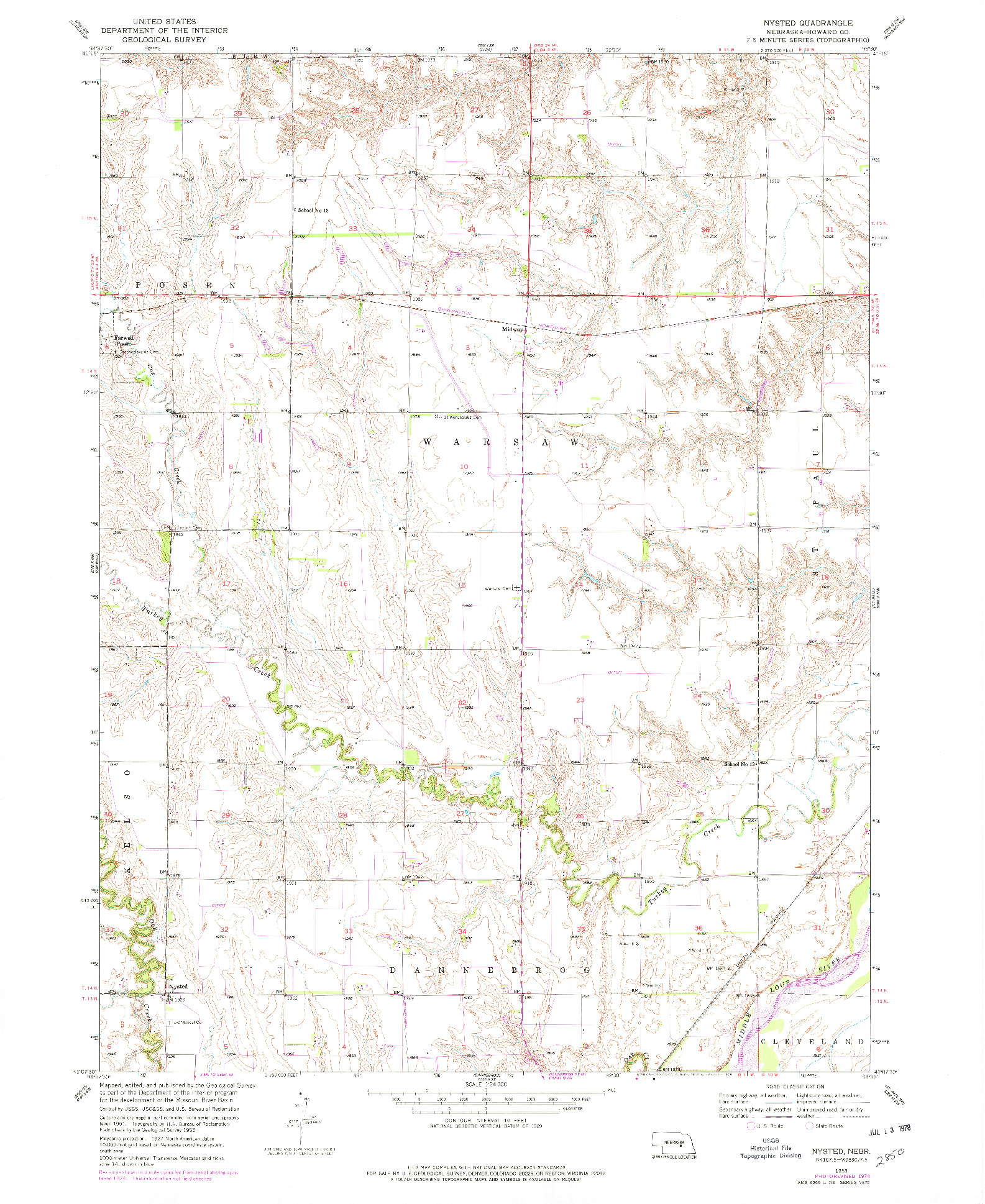 USGS 1:24000-SCALE QUADRANGLE FOR NYSTED, NE 1953