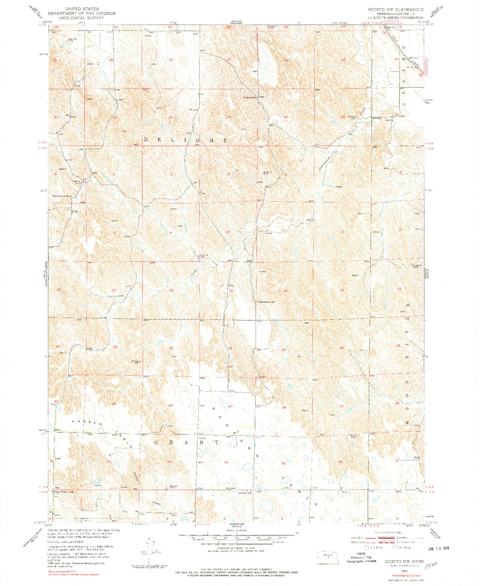 USGS 1:24000-SCALE QUADRANGLE FOR OCONTO NW, NE 1951