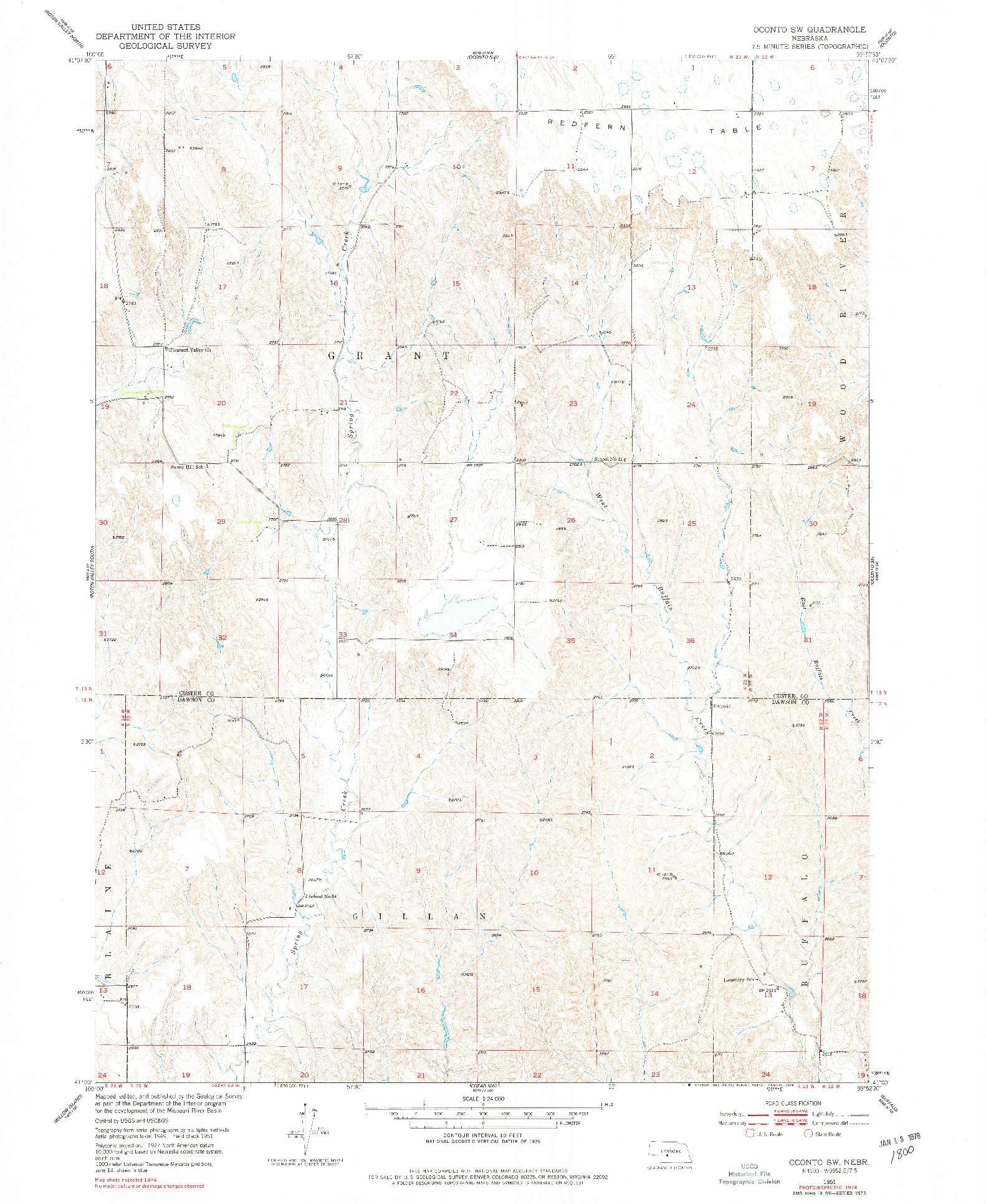 USGS 1:24000-SCALE QUADRANGLE FOR OCONTO SW, NE 1951