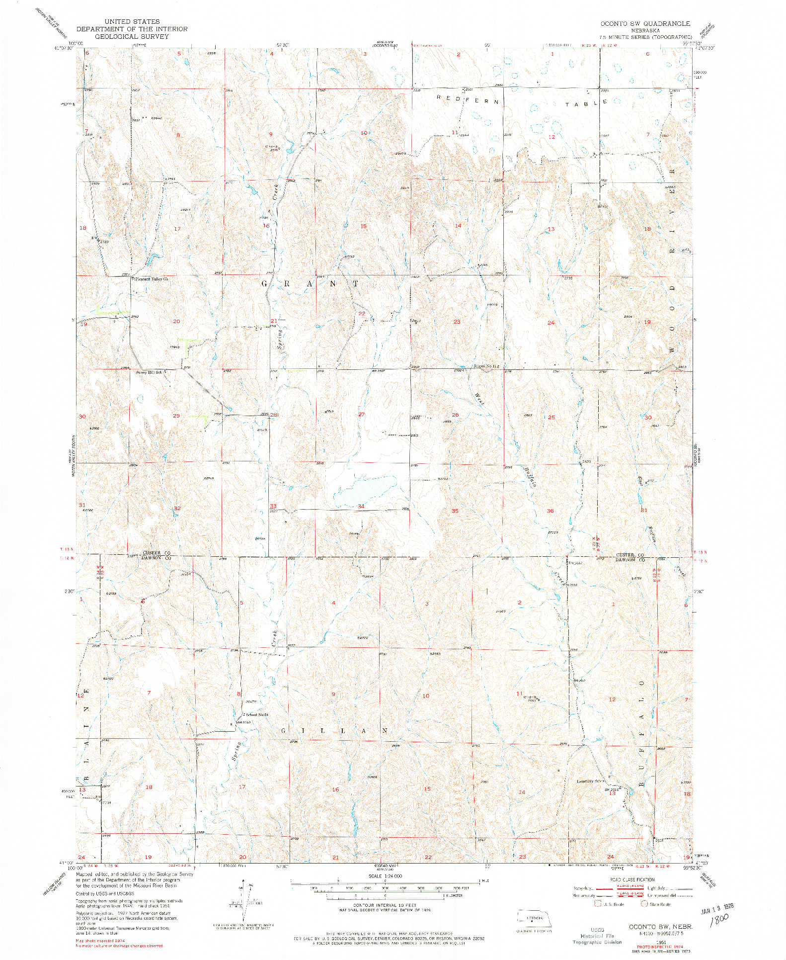 USGS 1:24000-SCALE QUADRANGLE FOR OCONTO SW, NE 1951