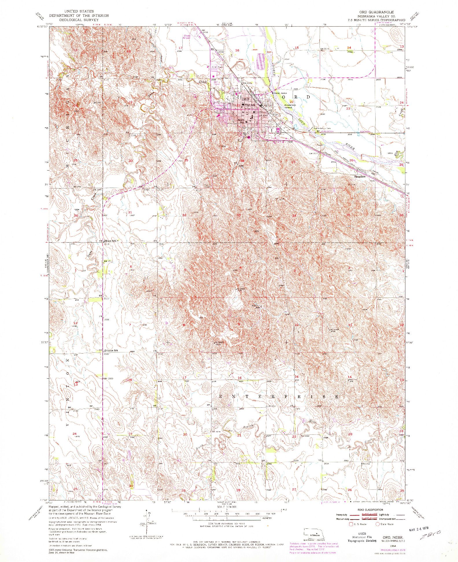 USGS 1:24000-SCALE QUADRANGLE FOR ORD, NE 1954