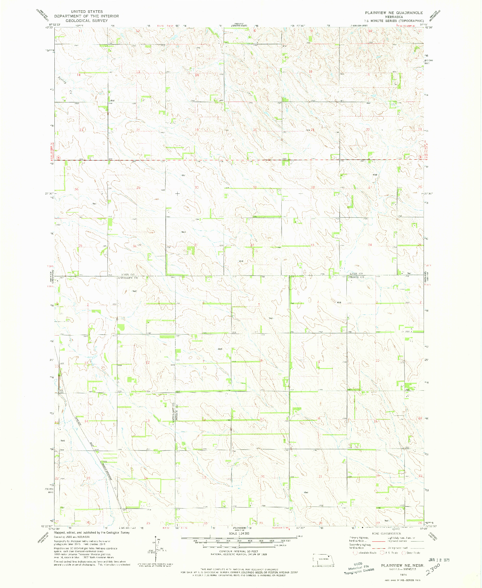 USGS 1:24000-SCALE QUADRANGLE FOR PLAINVIEW NE, NE 1974