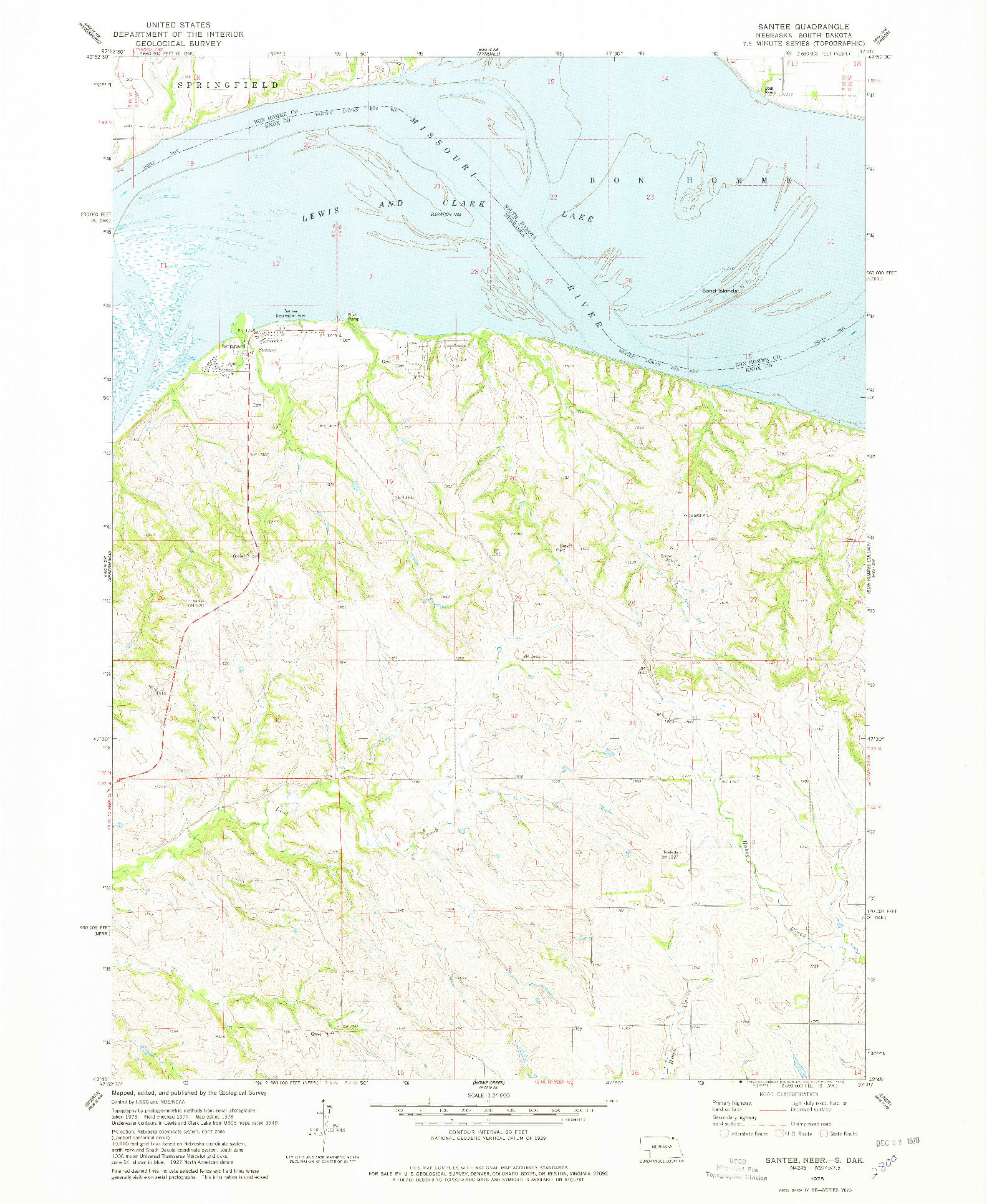 USGS 1:24000-SCALE QUADRANGLE FOR SANTEE, NE 1978