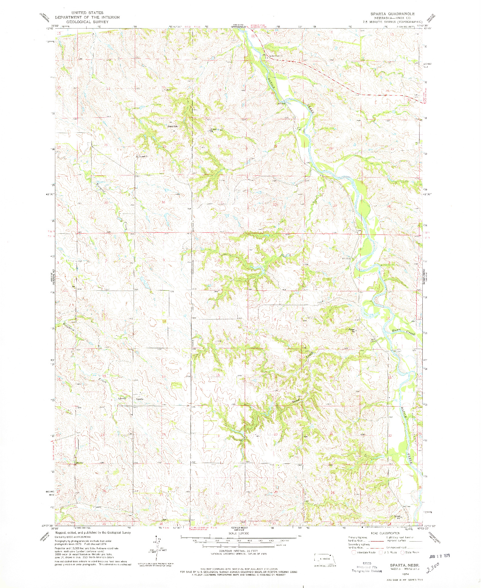 USGS 1:24000-SCALE QUADRANGLE FOR SPARTA, NE 1974