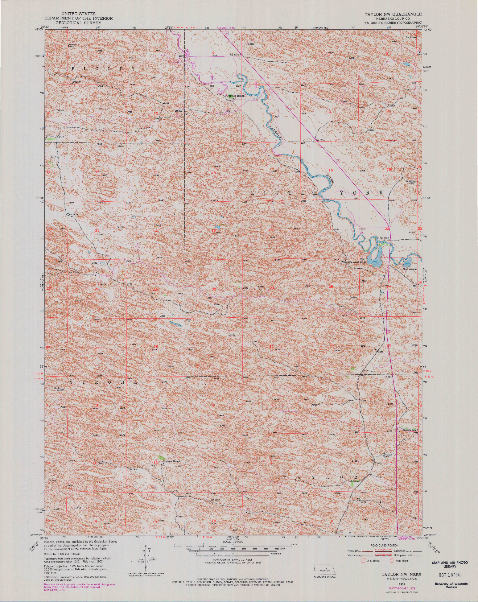 USGS 1:24000-SCALE QUADRANGLE FOR TAYLOR NW, NE 1952