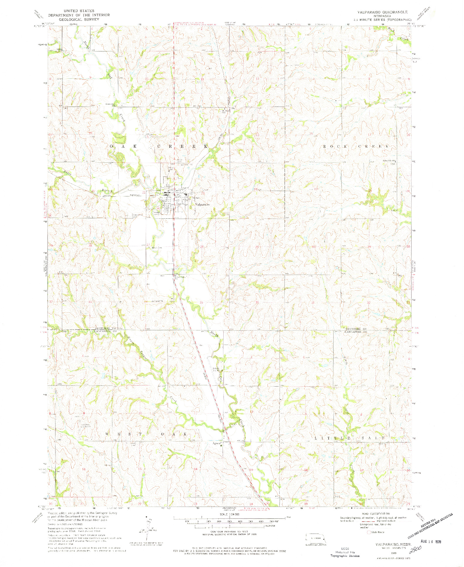 USGS 1:24000-SCALE QUADRANGLE FOR VALPARAISO, NE 1969