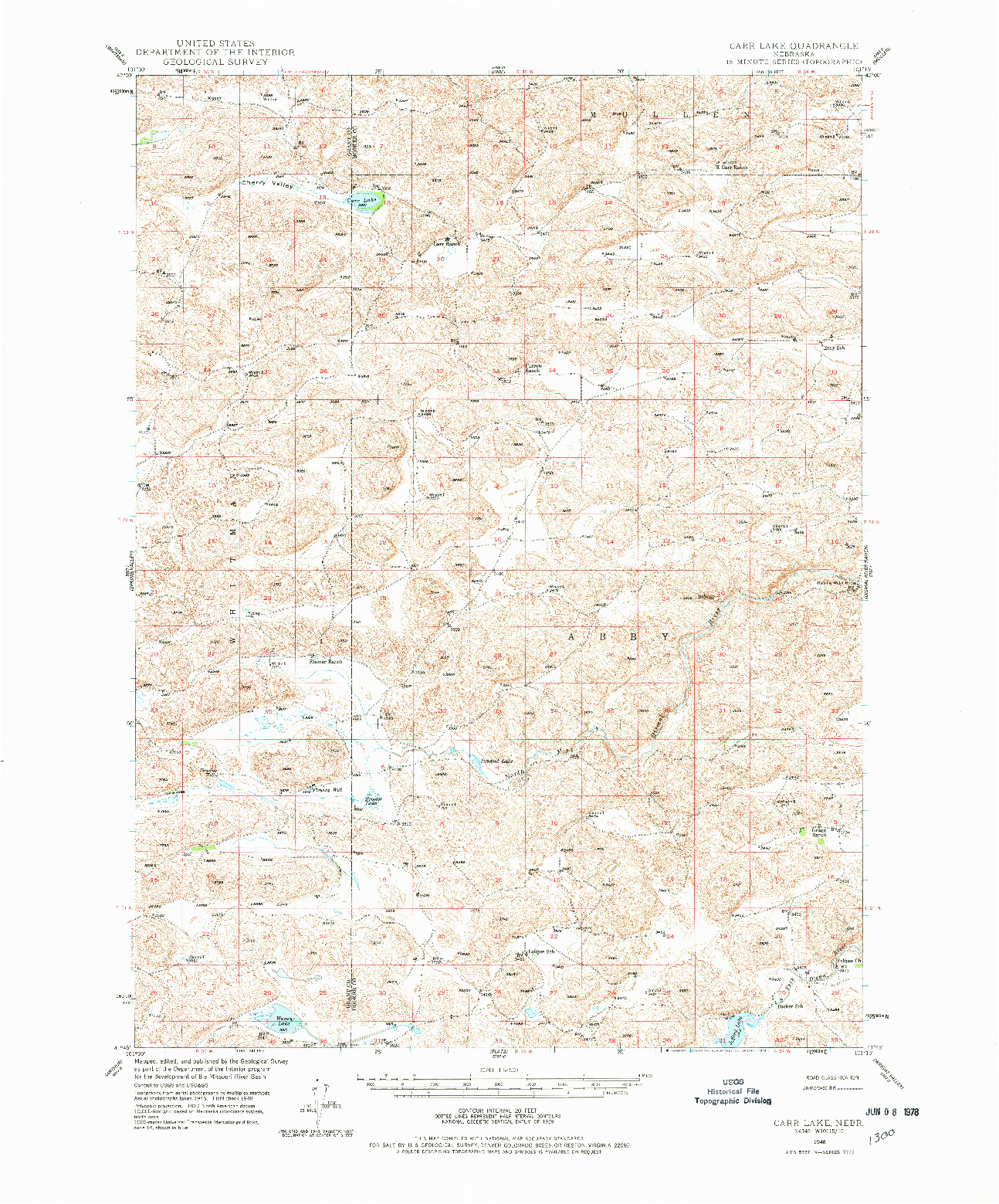 USGS 1:62500-SCALE QUADRANGLE FOR CARR LAKE, NE 1948