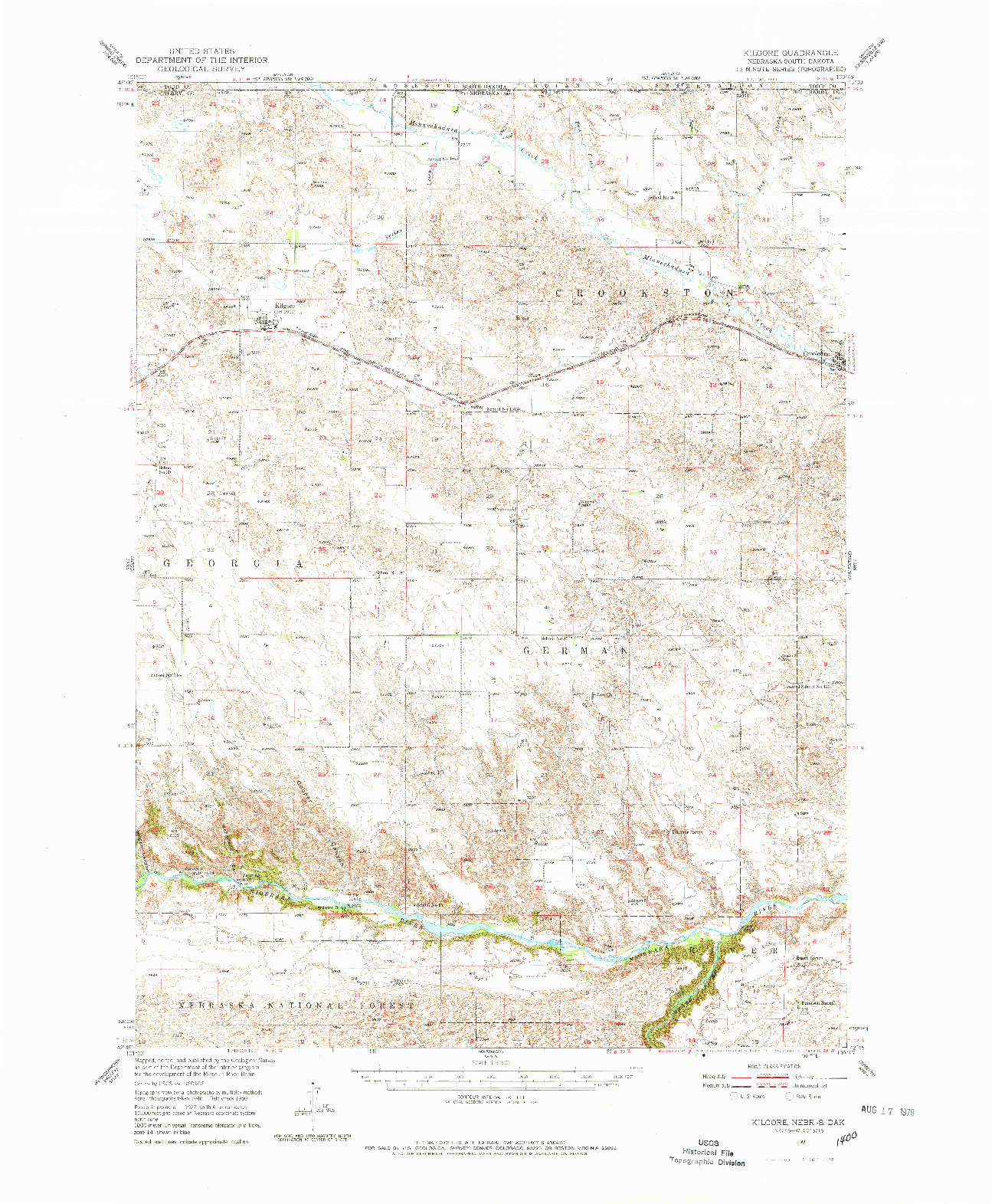 USGS 1:62500-SCALE QUADRANGLE FOR KILGORE, NE 1950