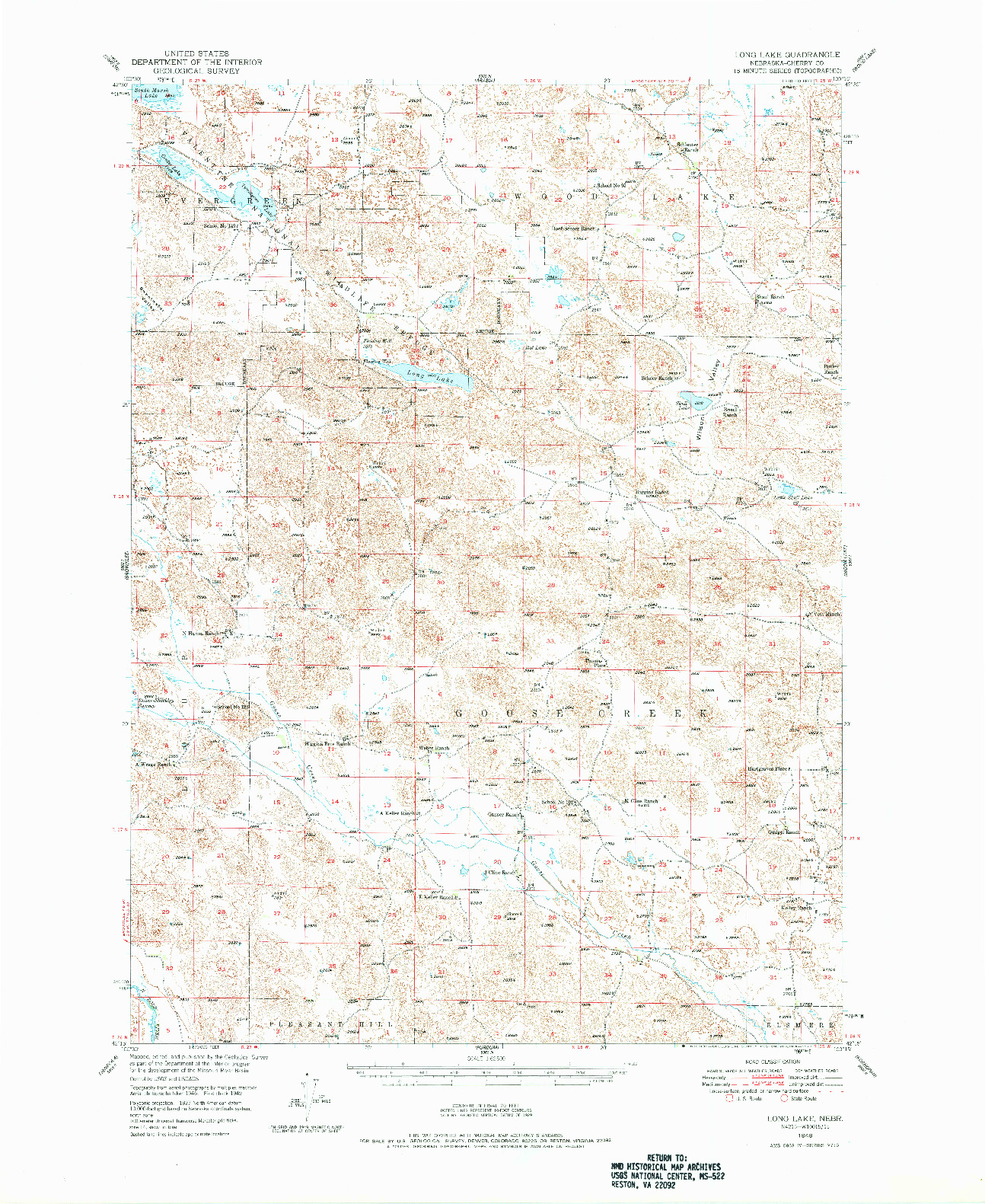 USGS 1:62500-SCALE QUADRANGLE FOR LONG LAKE, NE 1949