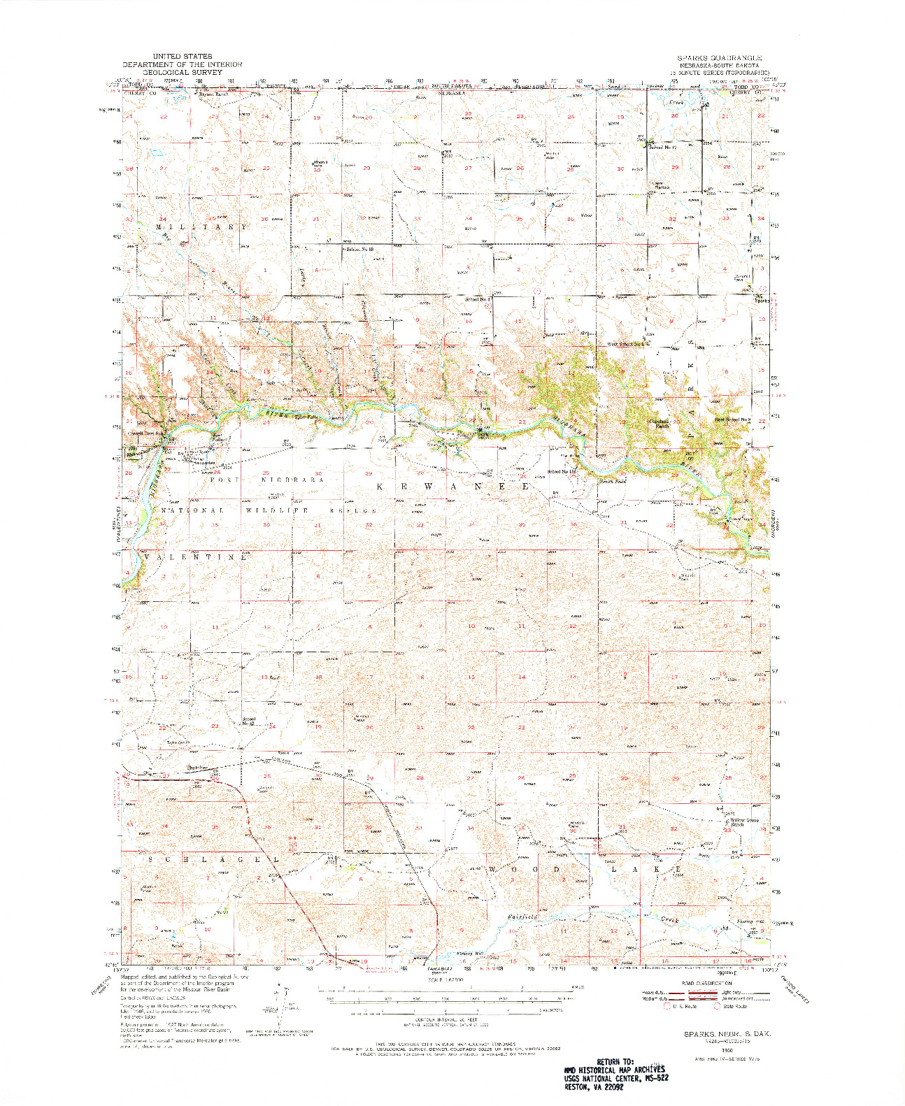 USGS 1:62500-SCALE QUADRANGLE FOR SPARKS, NE 1950