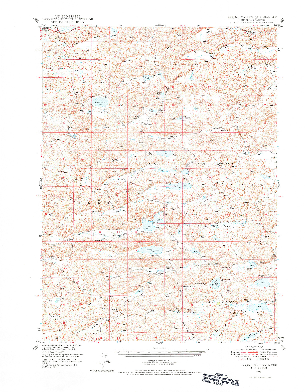 USGS 1:62500-SCALE QUADRANGLE FOR SPRING VALLEY, NE 1948